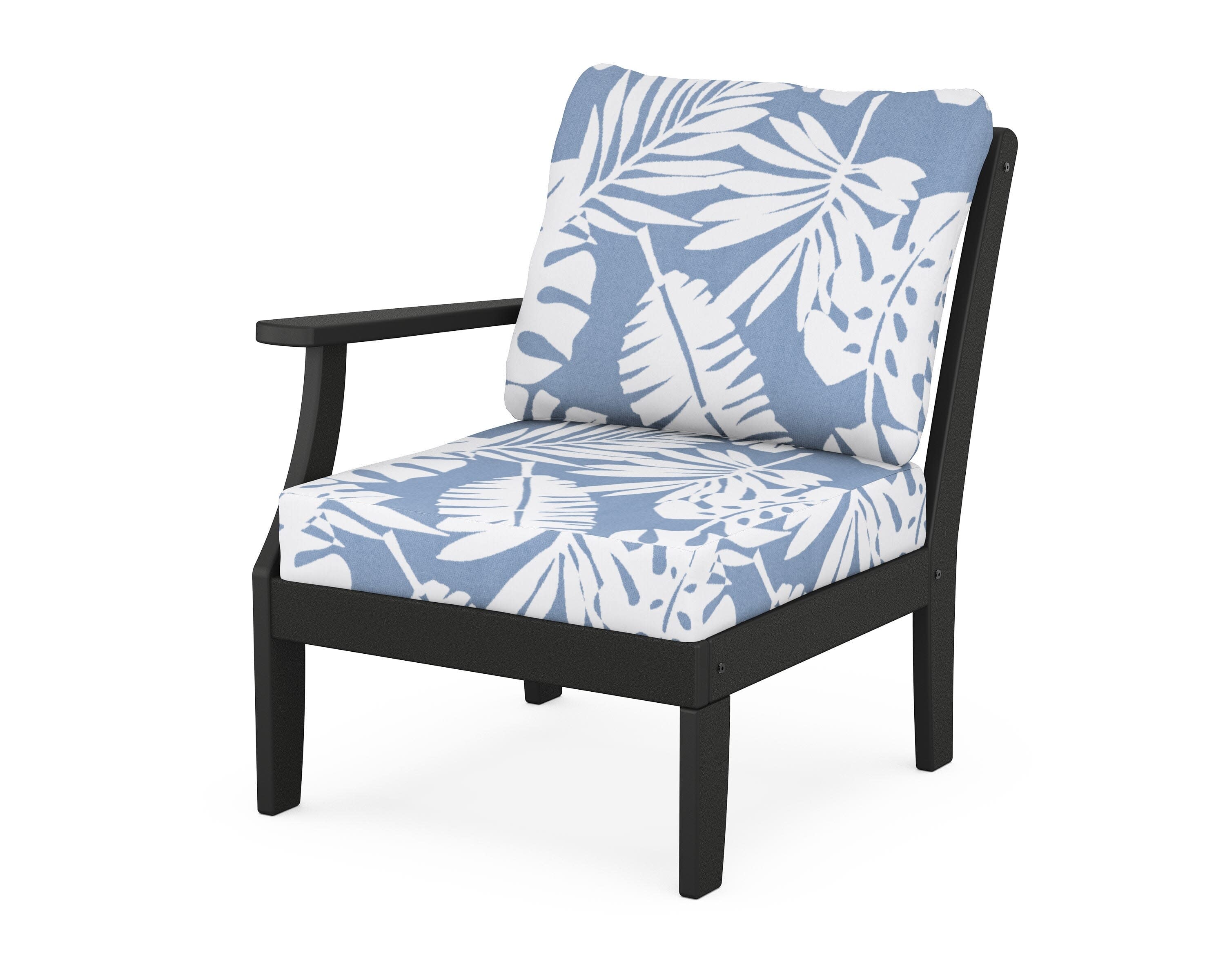 Yacht Club Modular Left Arm Chair in Charcoal Black / Leaf Sky Blue