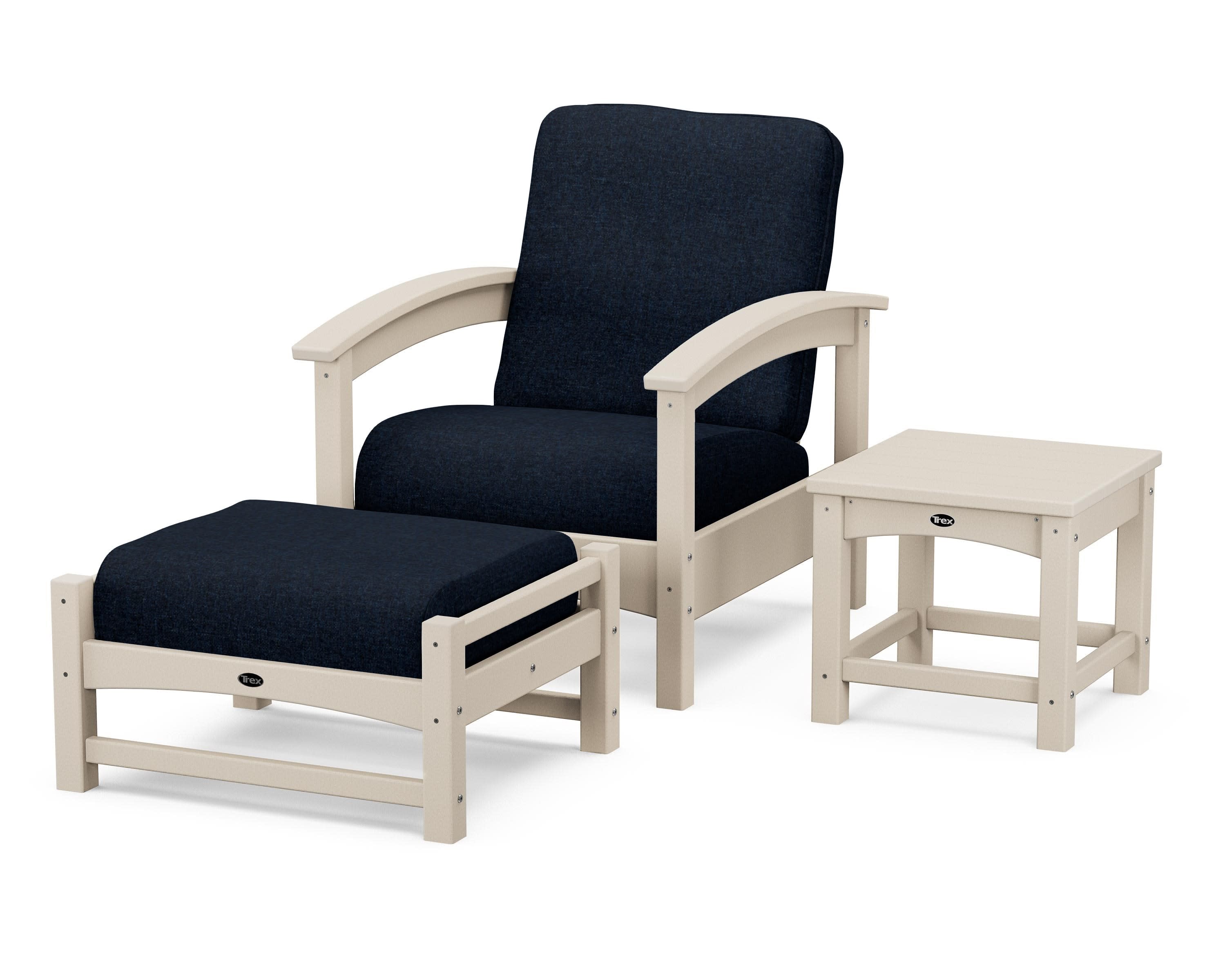 Rockport 3-Piece Deep Seating Set in Sand Castle / Marine Indigo
