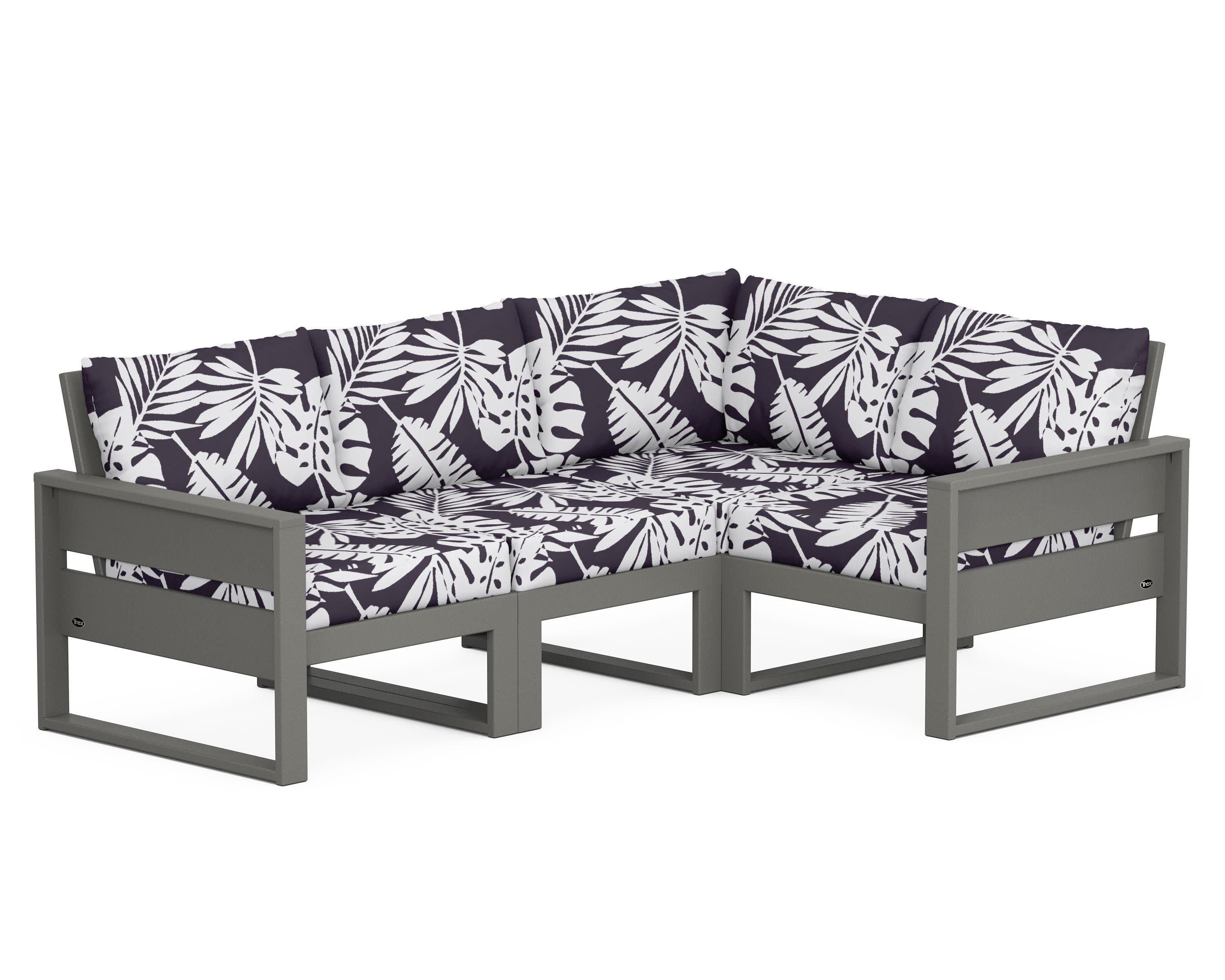 Eastport 4- Piece Sectional in Stepping Stone / Leaf Navy