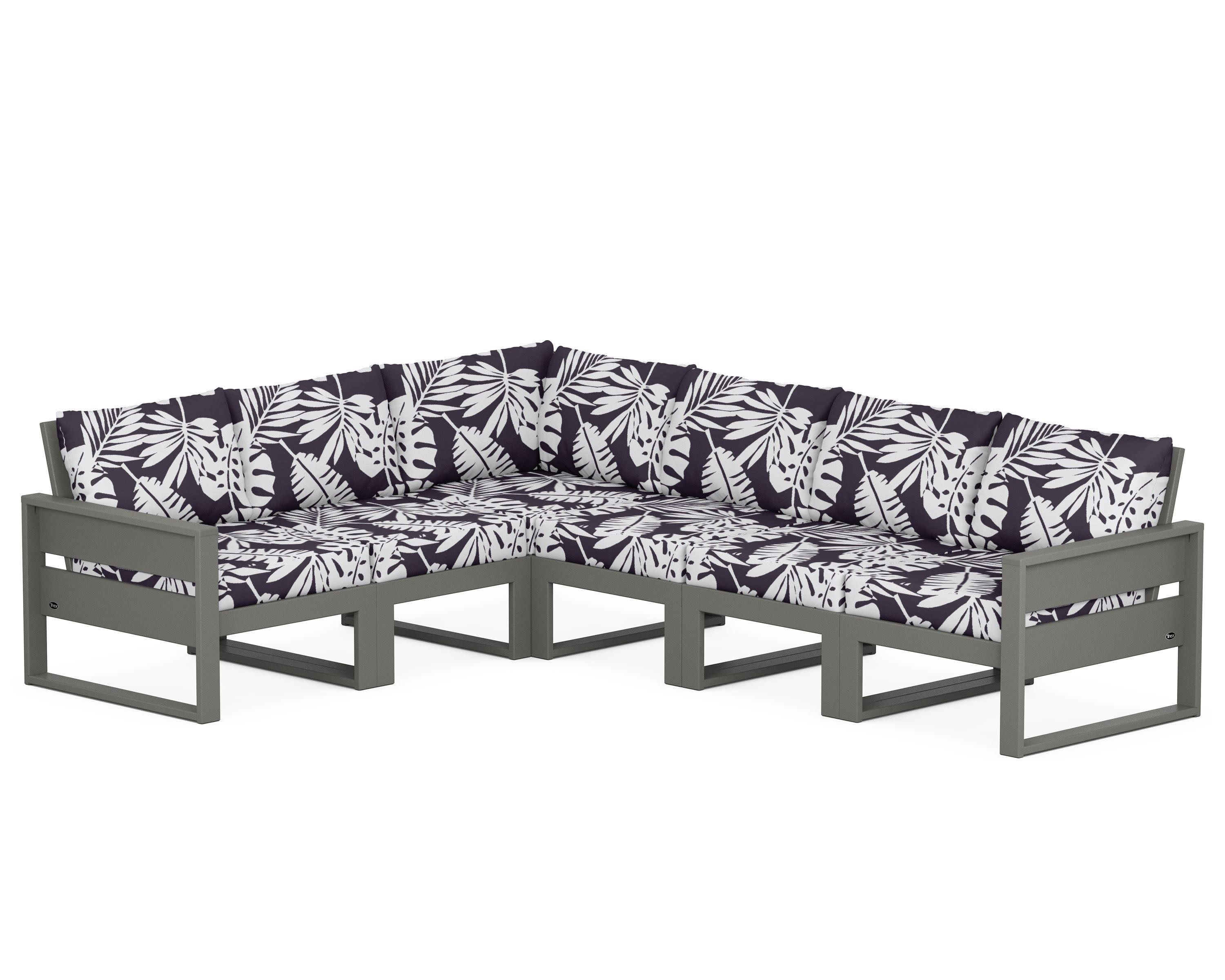 Eastport 6-Piece Sectional in Stepping Stone / Leaf Navy