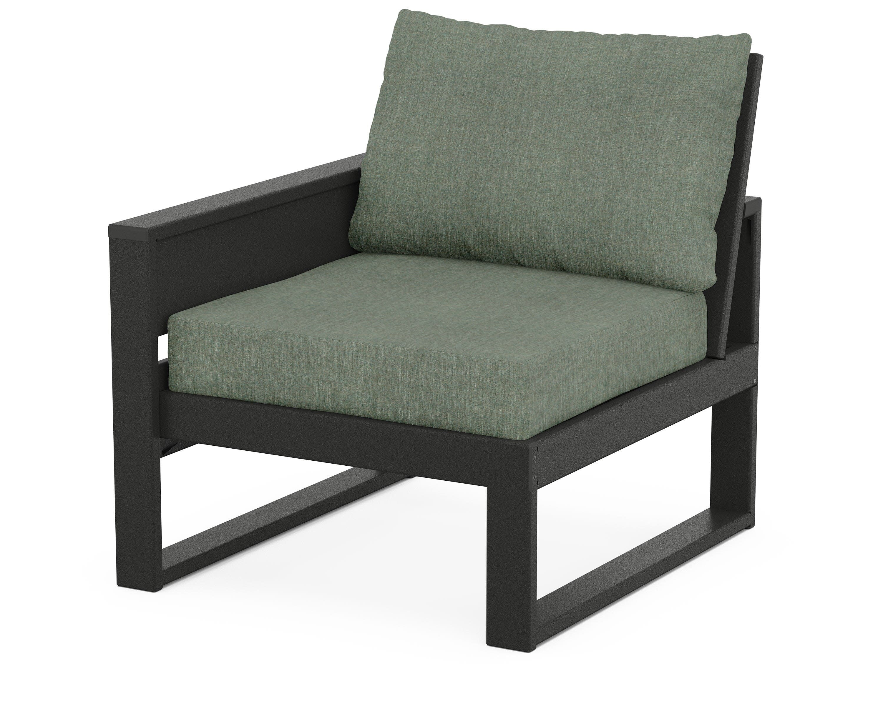 Eastport Modular Left Arm Chair in Charcoal Black / Cast Sage