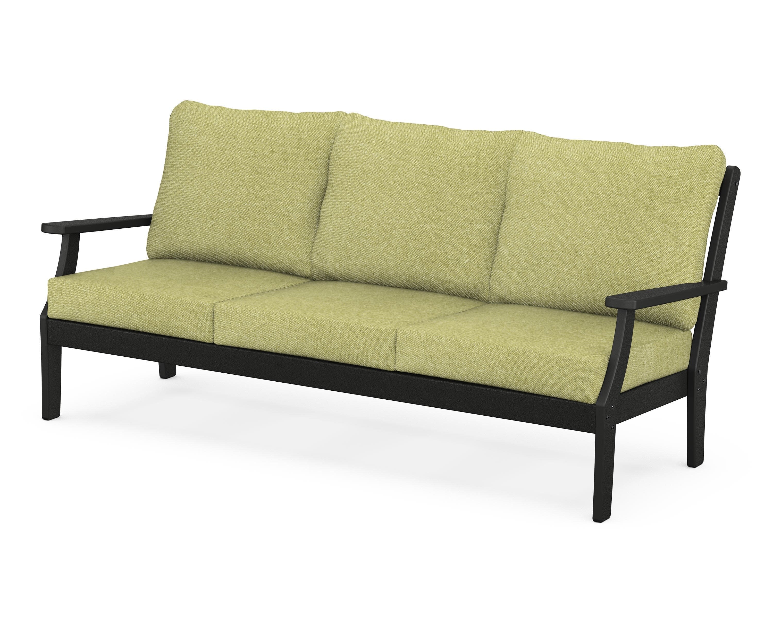 Yacht Club Deep Seating Sofa in Charcoal Black / Chartreuse Boucle