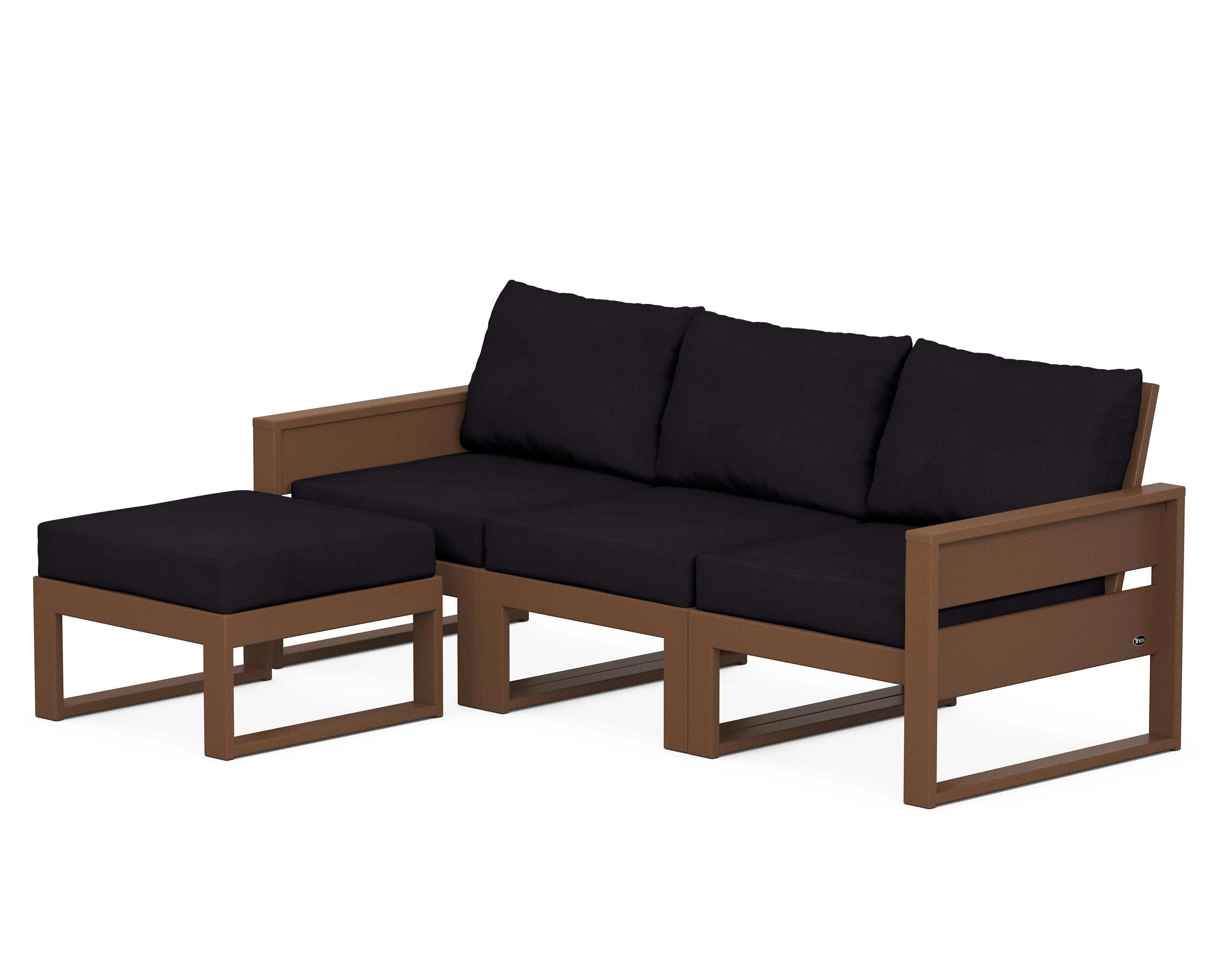 Eastport 4- Piece Sectional with Ottoman in Tree House / Midnight Linen