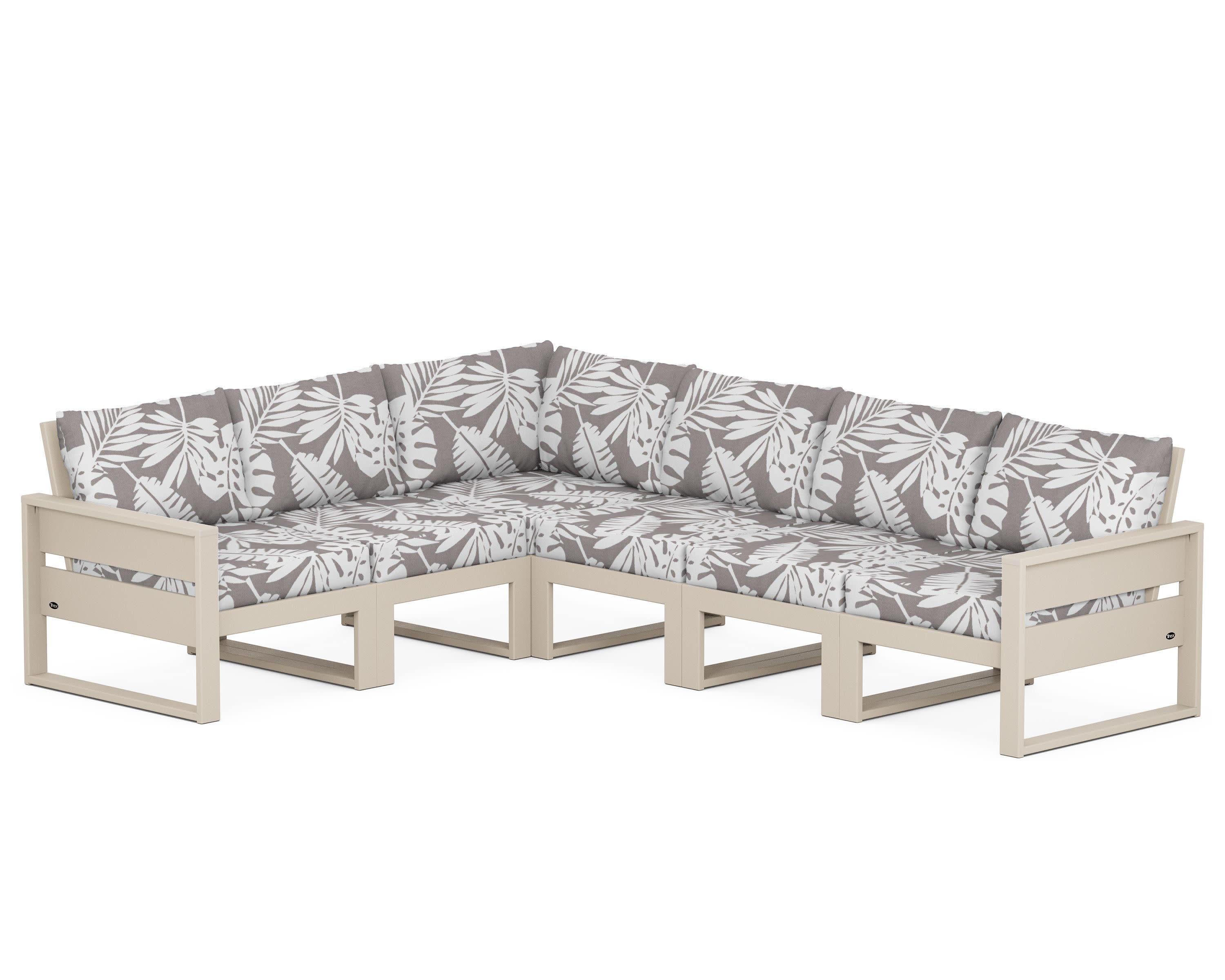 Eastport 6-Piece Sectional in Sand Castle / Leaf Grey Mist