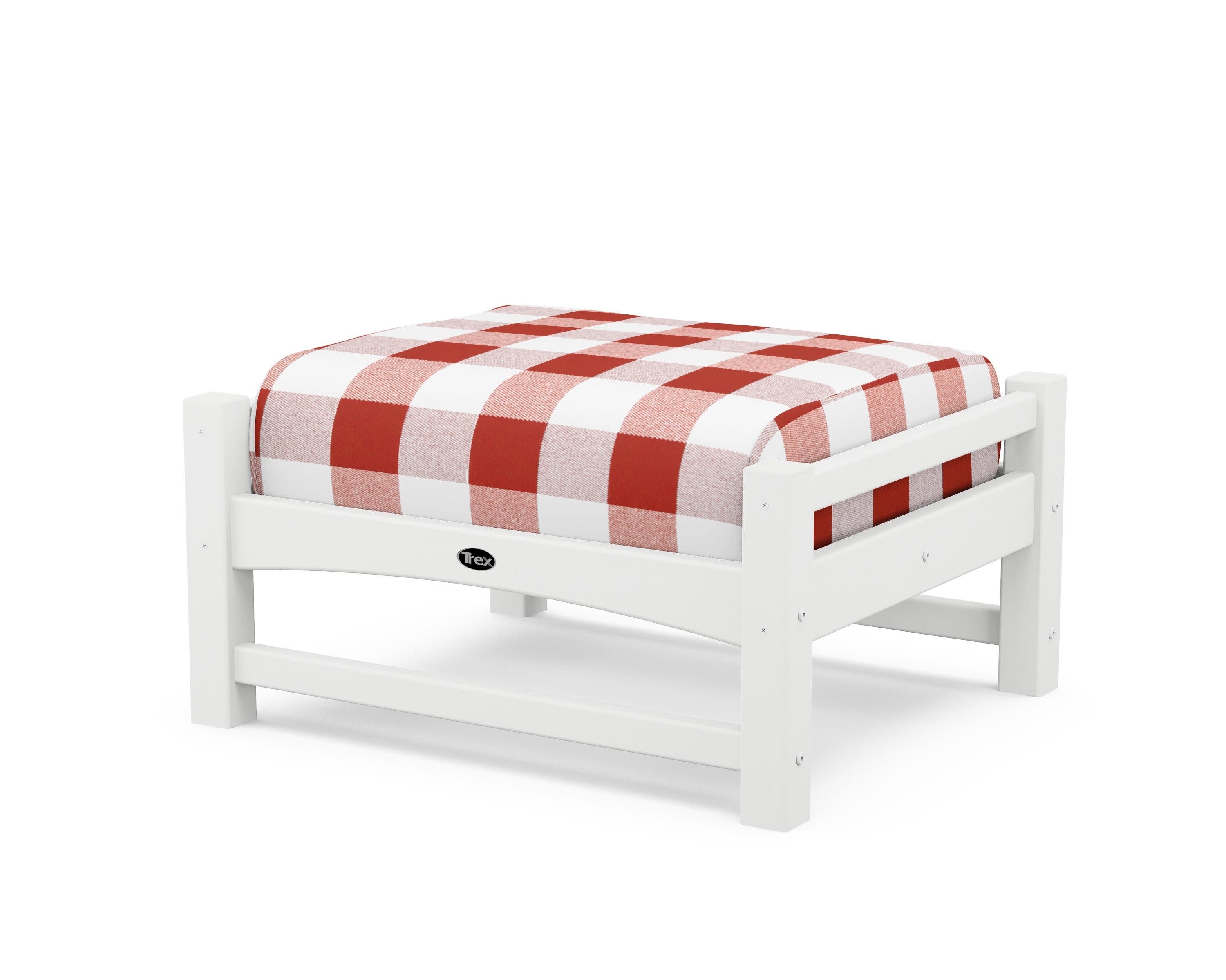 Rockport Club Ottoman in Classic White / Buffalo Plaid Crimson