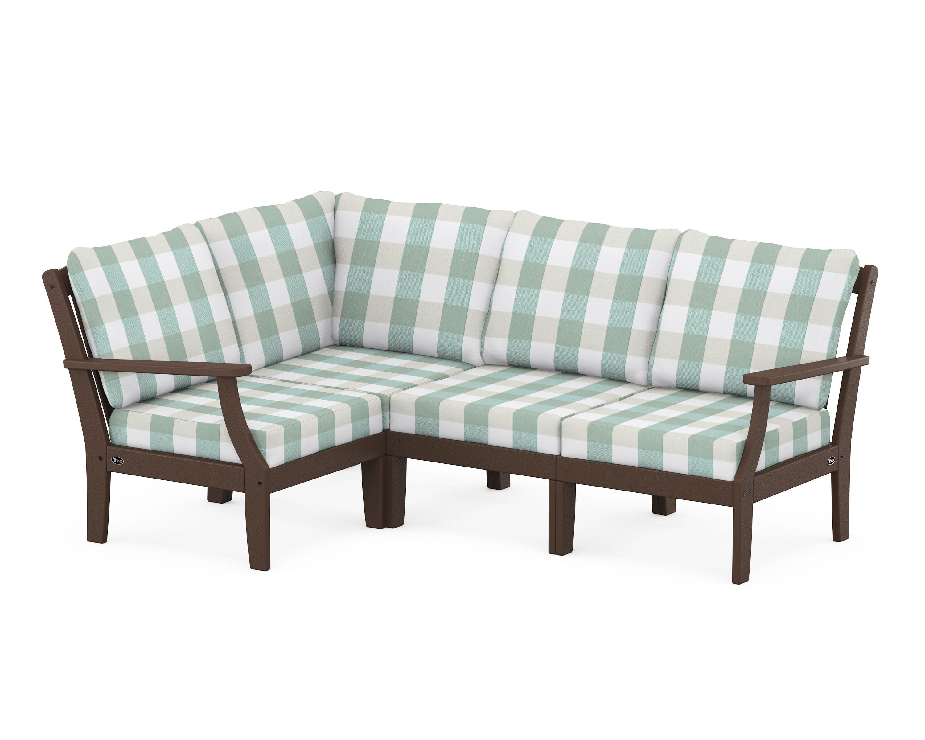 Yacht Club Modular 4-Piece Deep Seating Set in Vintage Lantern / Buffalo Plaid Glacier Spa