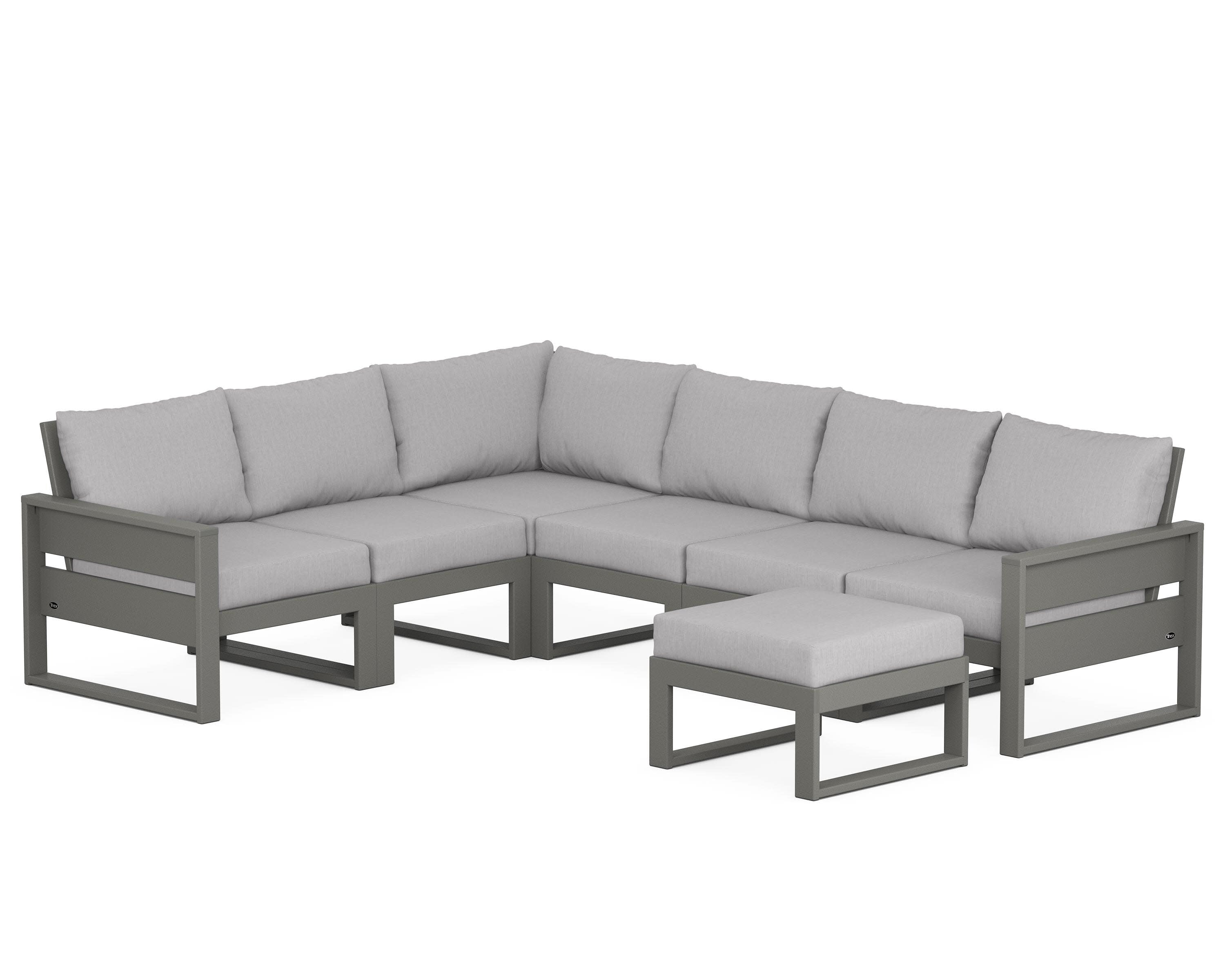 Eastport 6-Piece Sectional with Ottoman in Stepping Stone / Granite