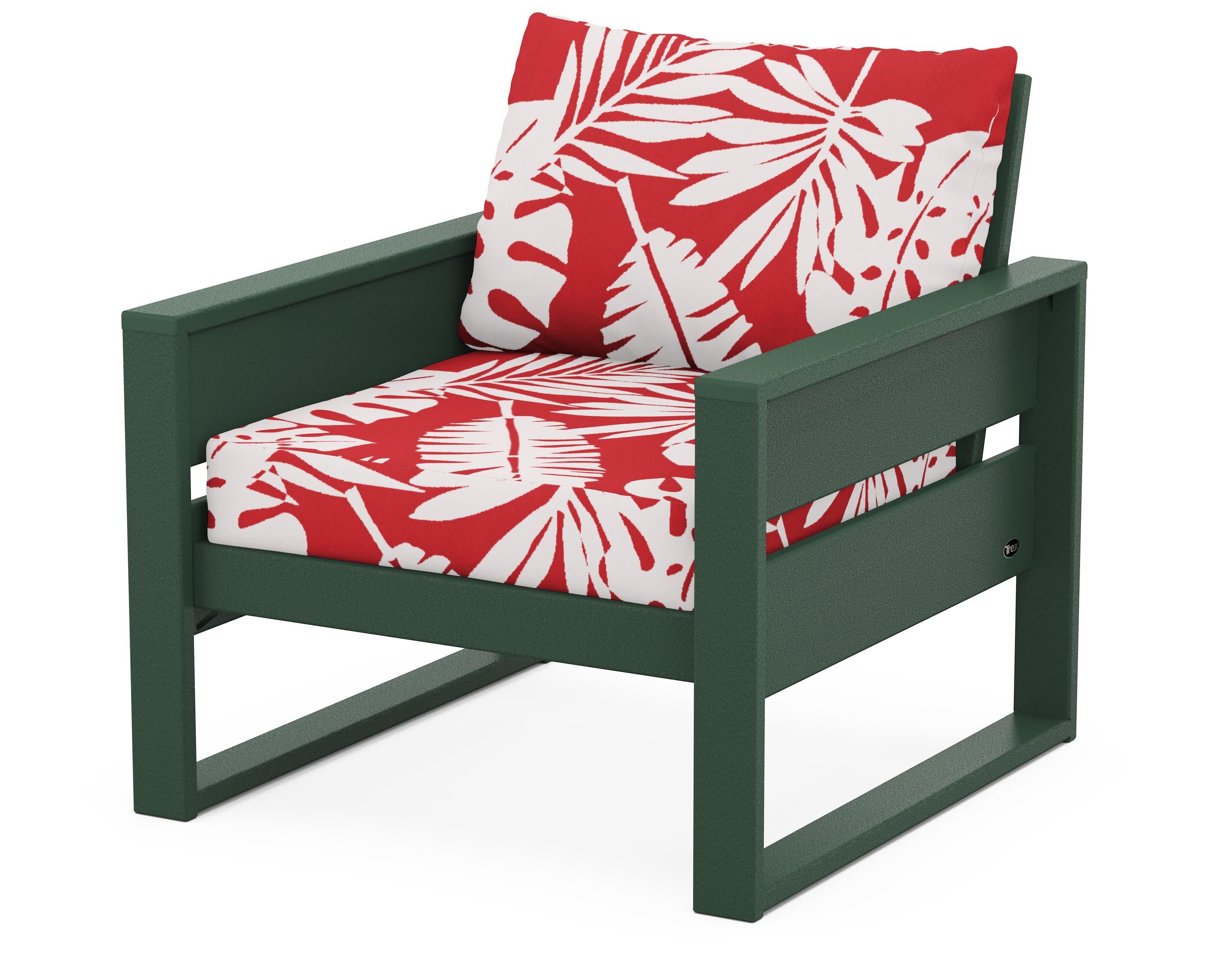 Eastport Club Chair in Rainforest Canopy / Leaf Crimson