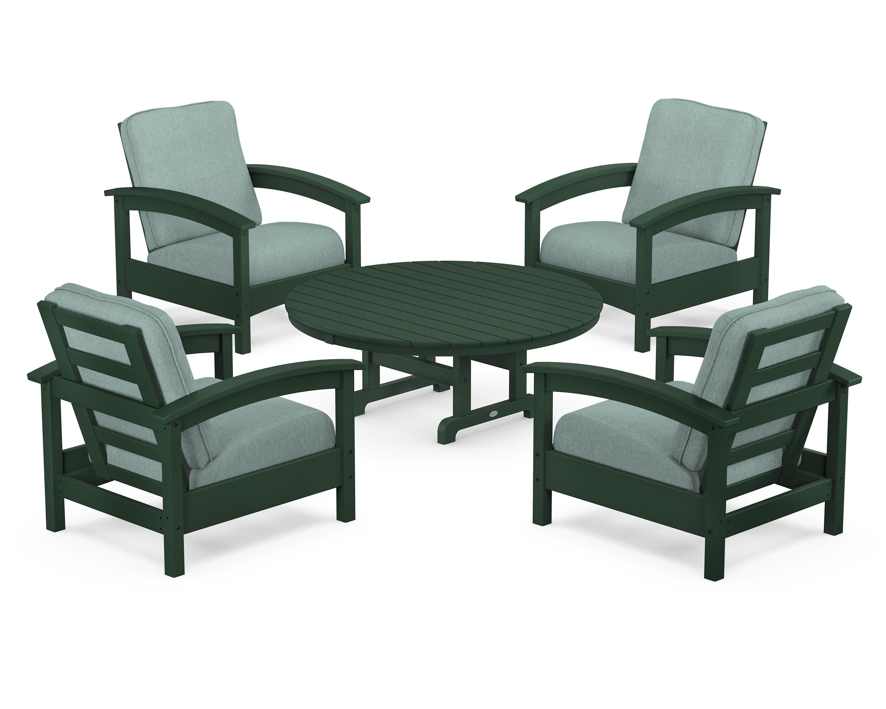 Rockport 5-Piece Deep Seating Set in Rainforest Canopy / Glacier Spa