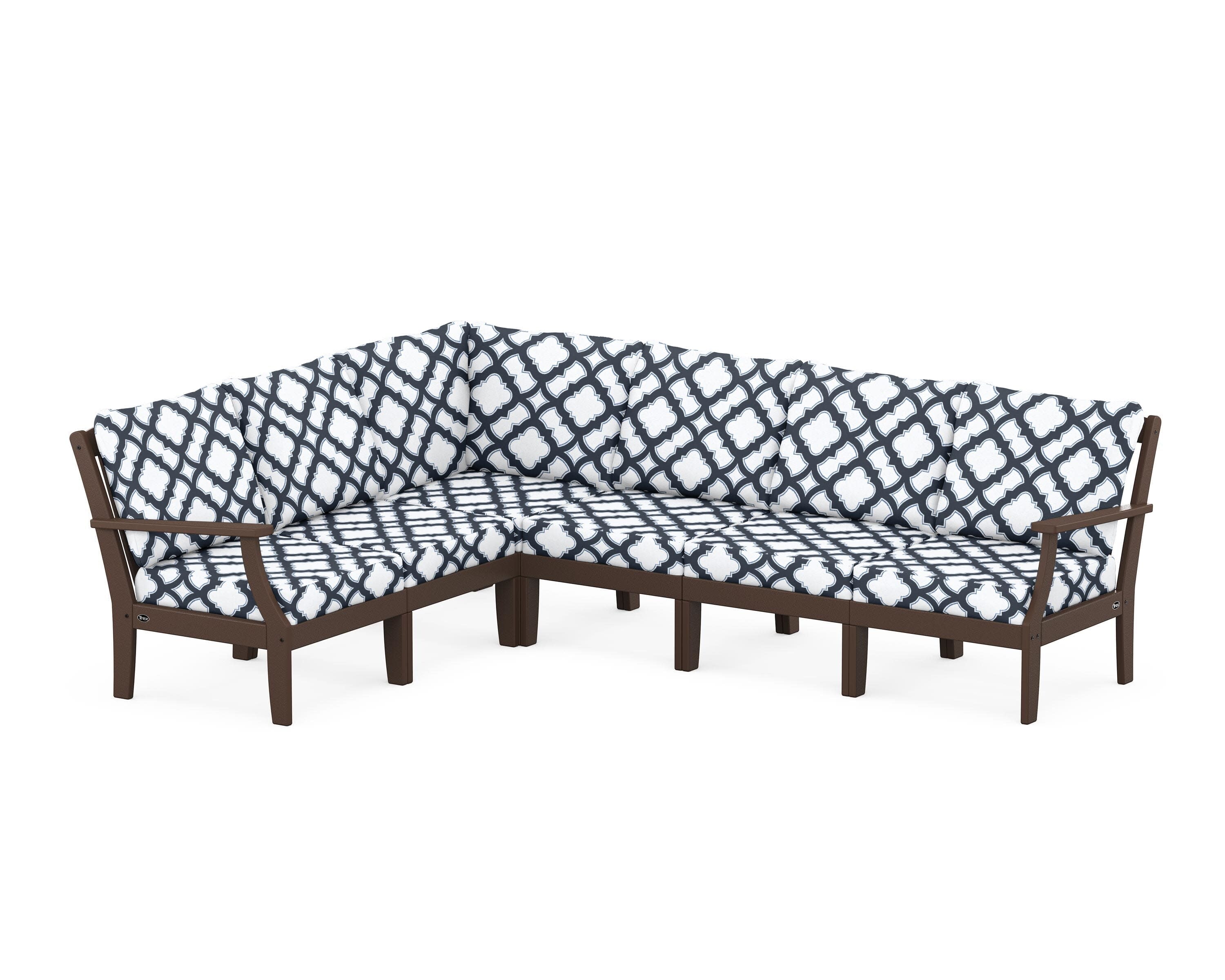 Yacht Club Modular 6-Piece Deep Seating Set in Vintage Lantern / Trellis Marine Indigo