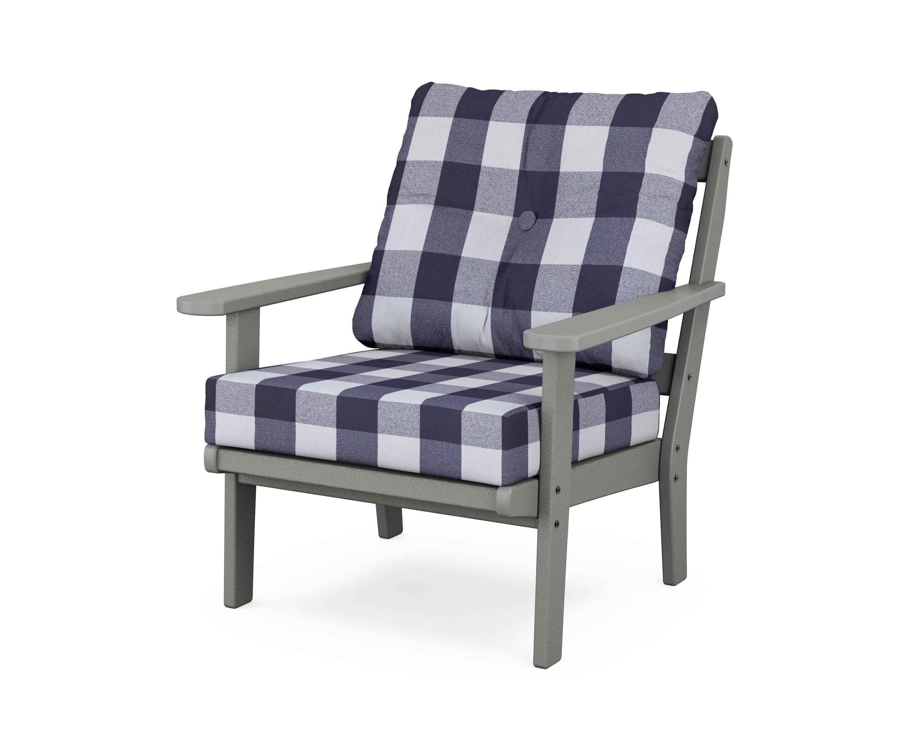 Cape Cod Deep Seating Chair in Stepping Stone / Buffalo Plaid Navy
