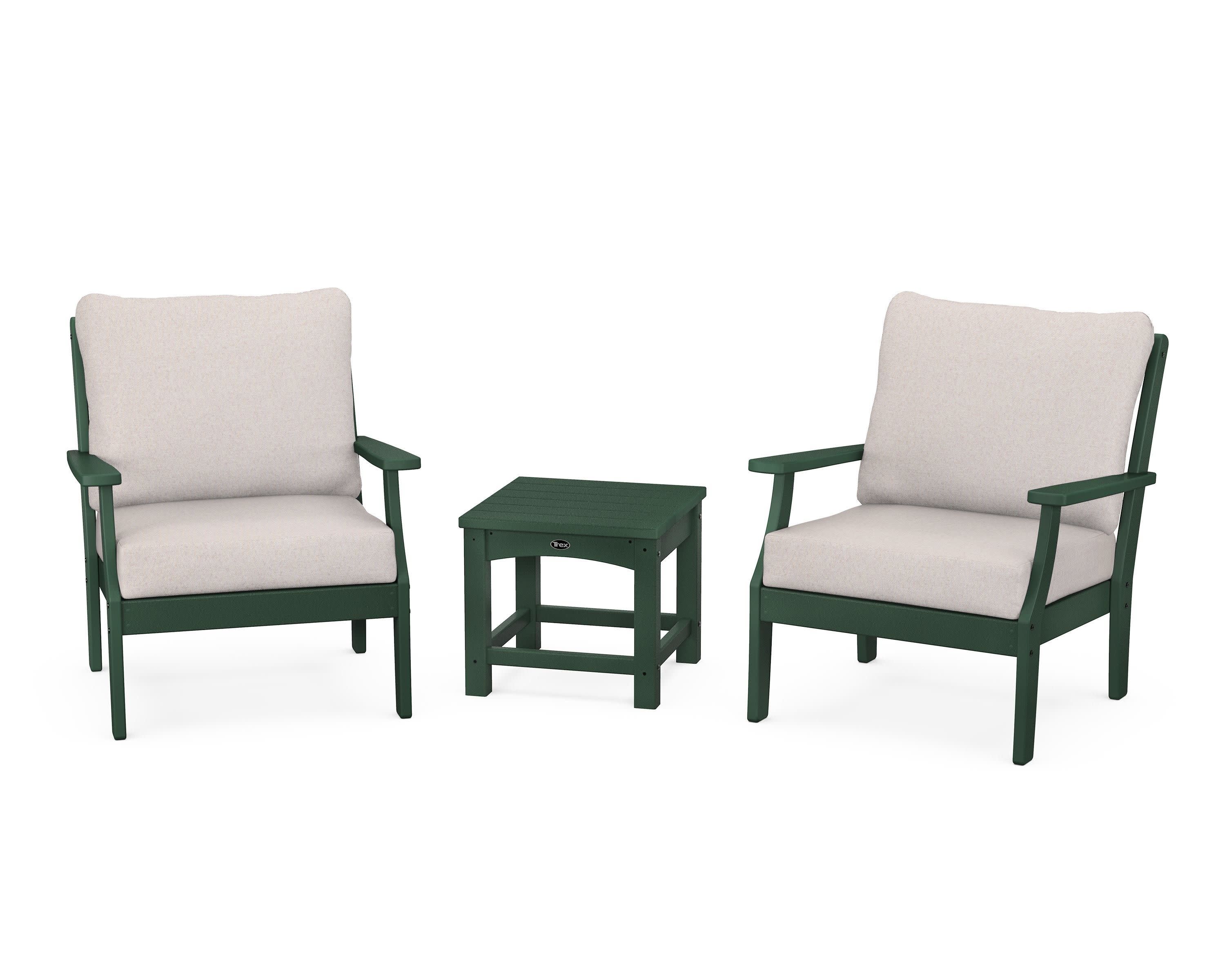 Yacht Club 3-Piece Deep Seating Set in Rainforest Canopy / Dune Burlap