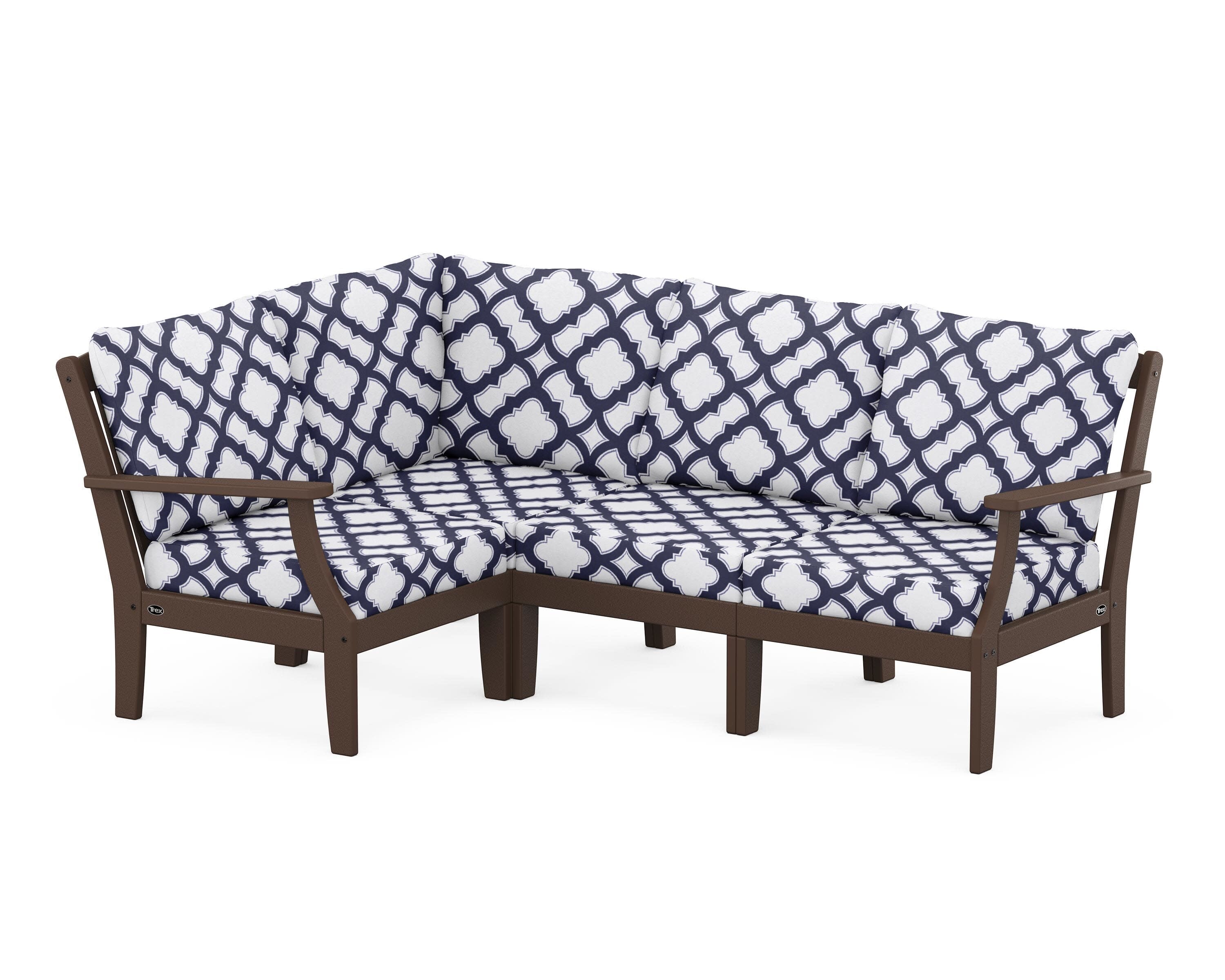 Yacht Club Modular 4-Piece Deep Seating Set in Vintage Lantern / Trellis Navy