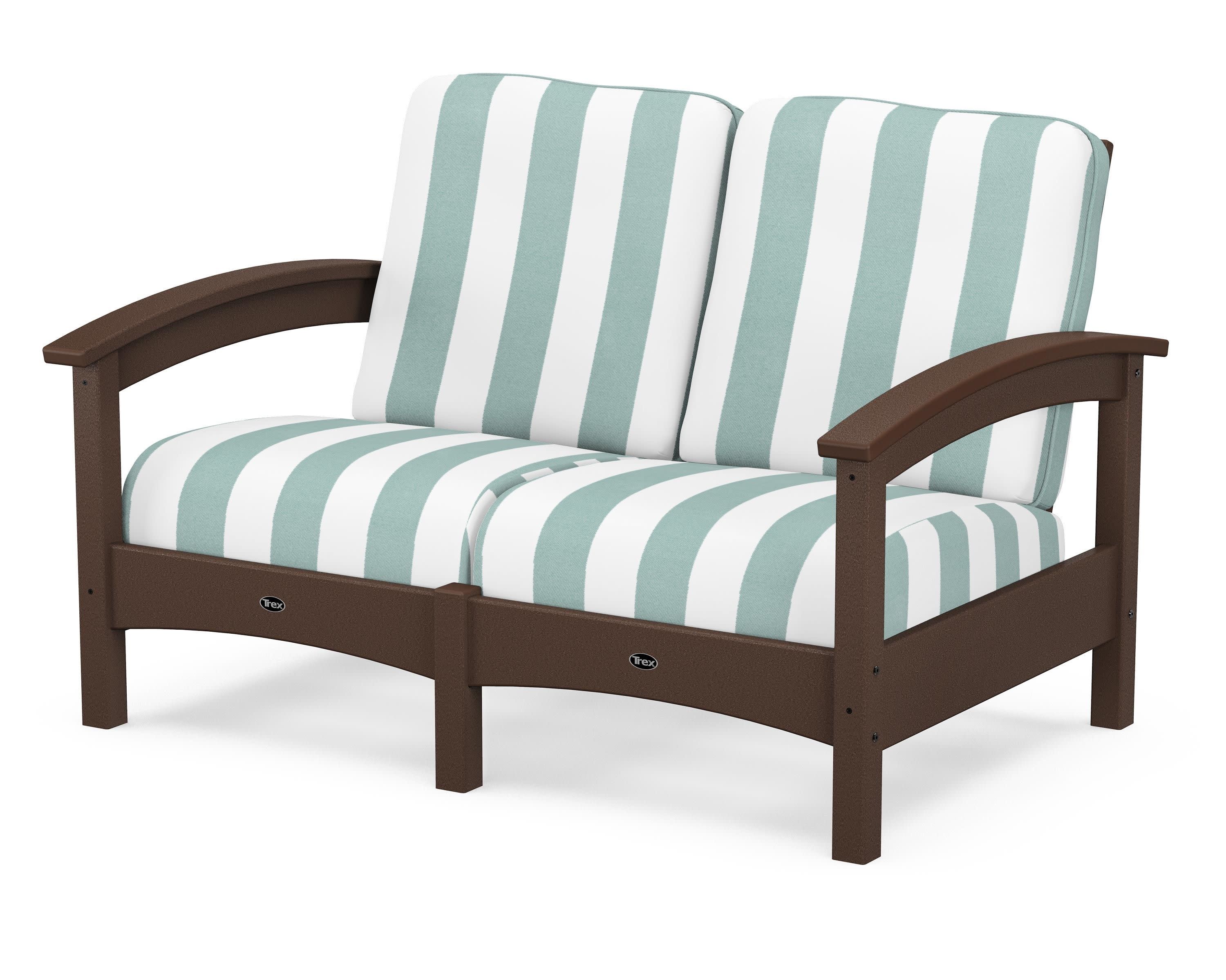 Rockport Club Loveseat in Vintage Lantern / Cabana Stripe Glacier Spa