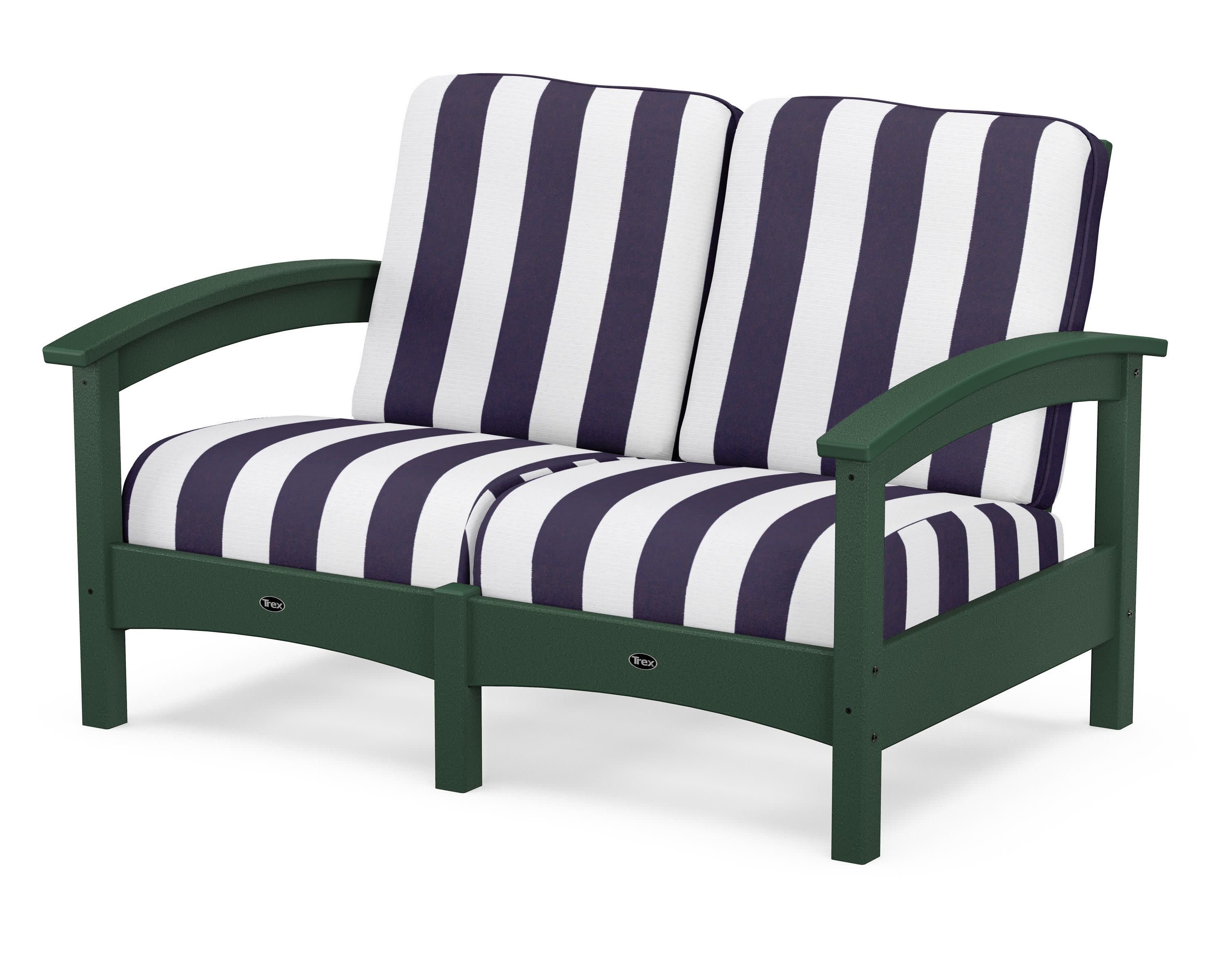 Rockport Club Loveseat in Rainforest Canopy / Cabana Stripe Navy