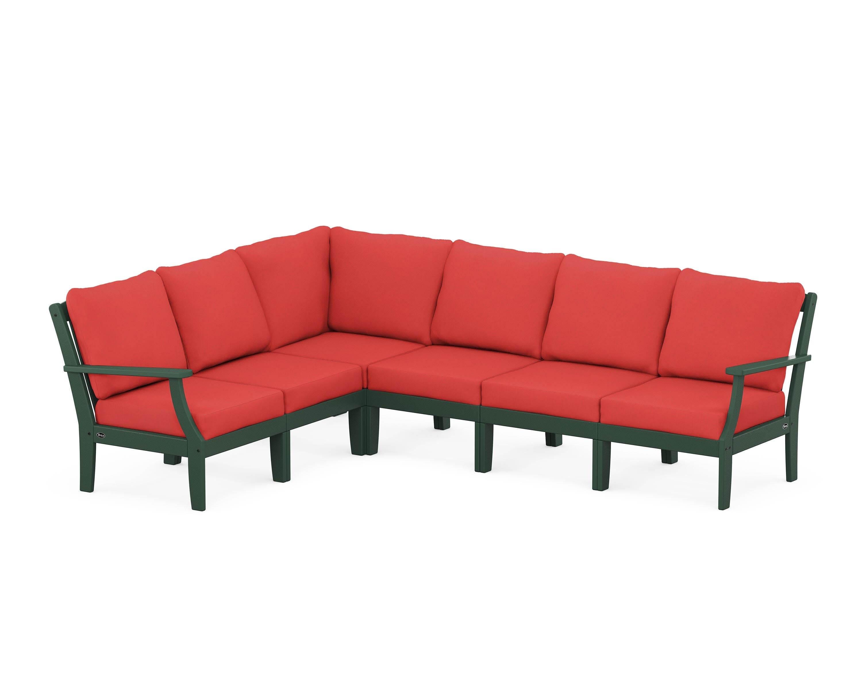 Yacht Club Modular 6-Piece Deep Seating Set in Rainforest Canopy / Crimson Linen