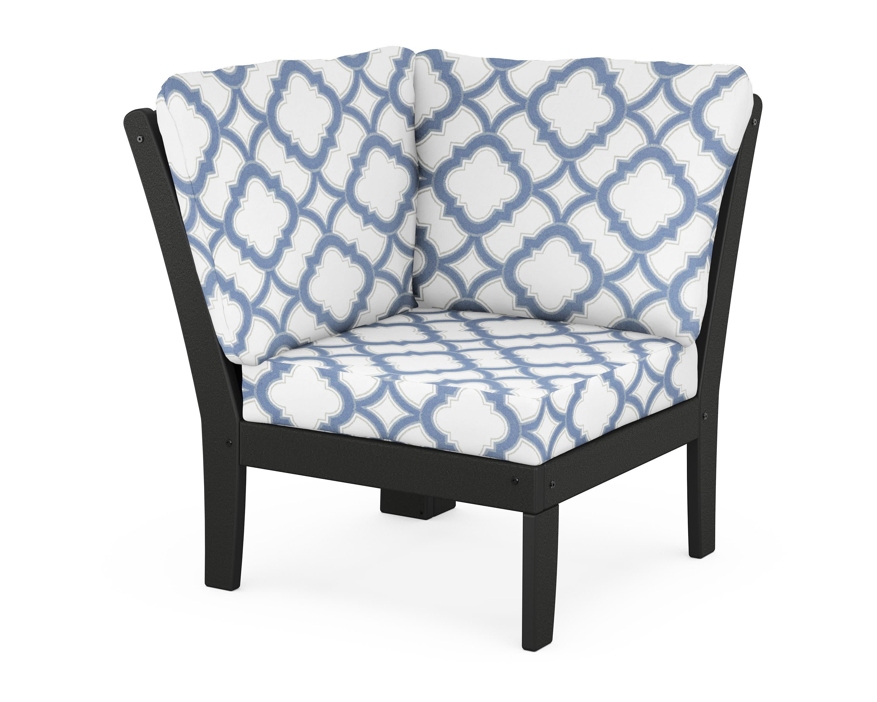 Yacht Club Modular Corner Chair in Charcoal Black / Trellis Sky Blue