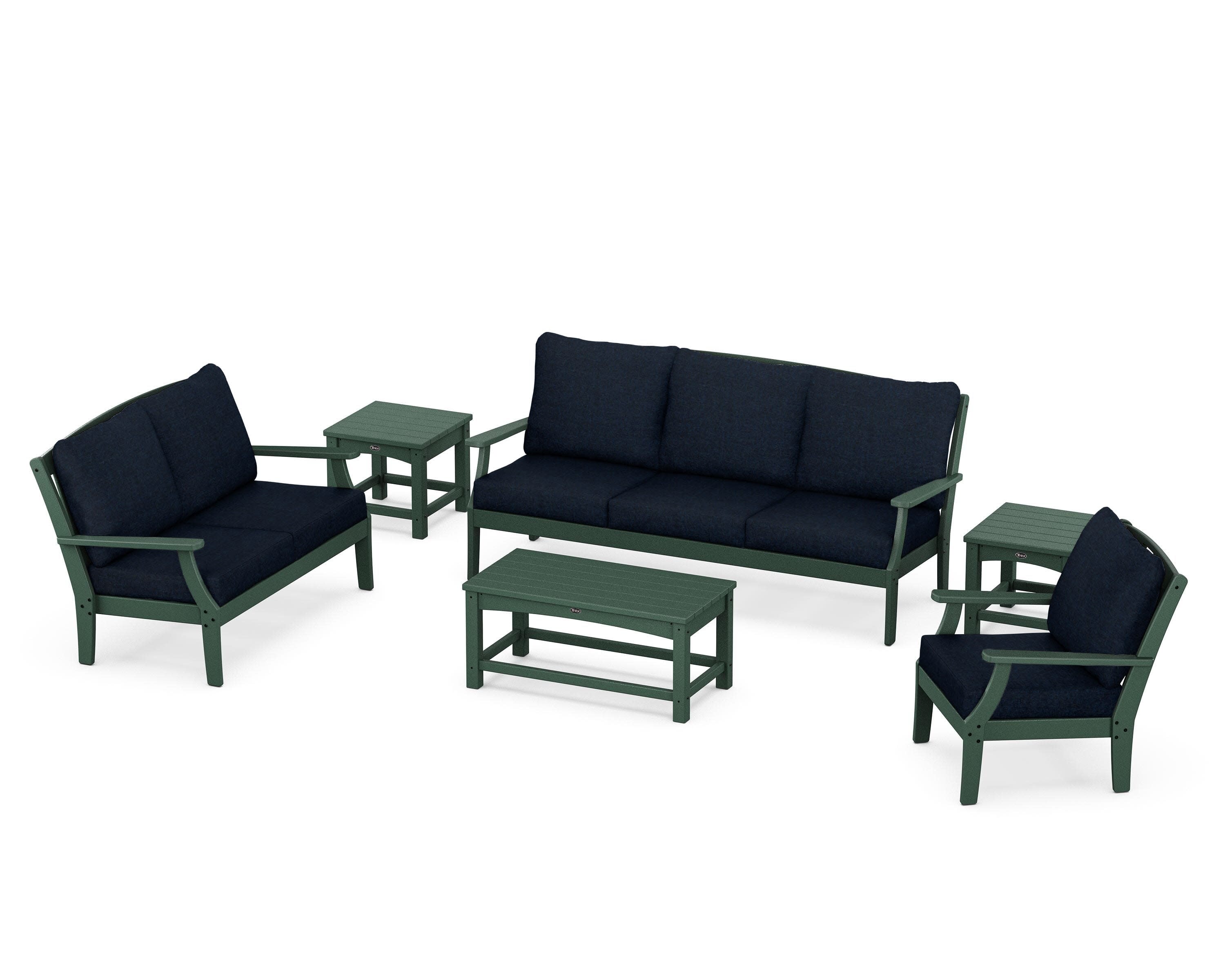 Yacht Club 6-Piece Deep Seating Set in Rainforest Canopy / Marine Indigo