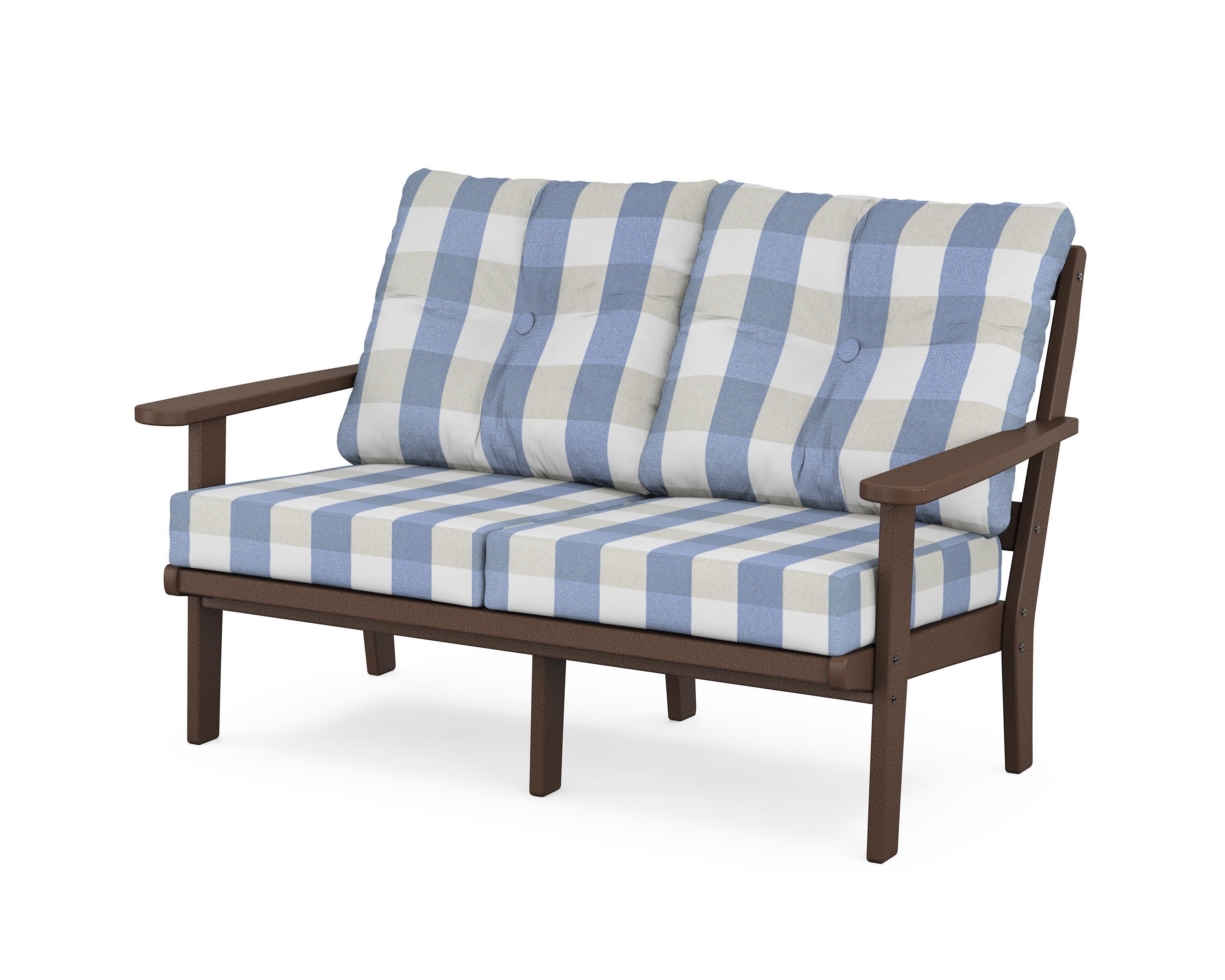 Cape Cod Deep Seating Loveseat in Vintage Lantern / Buffalo Plaid Sky Blue