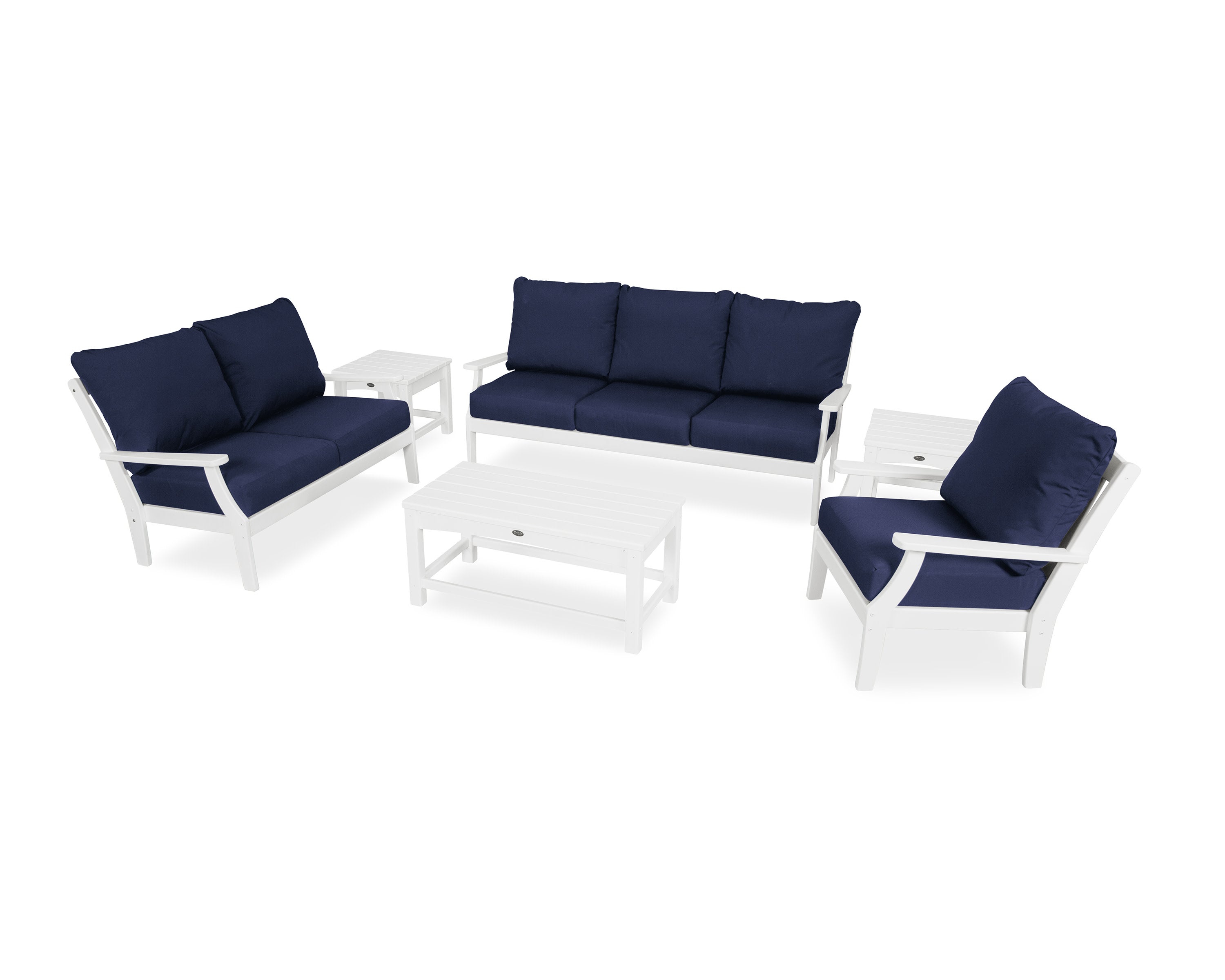 Yacht Club 6-Piece Deep Seating Set in Classic White / Navy