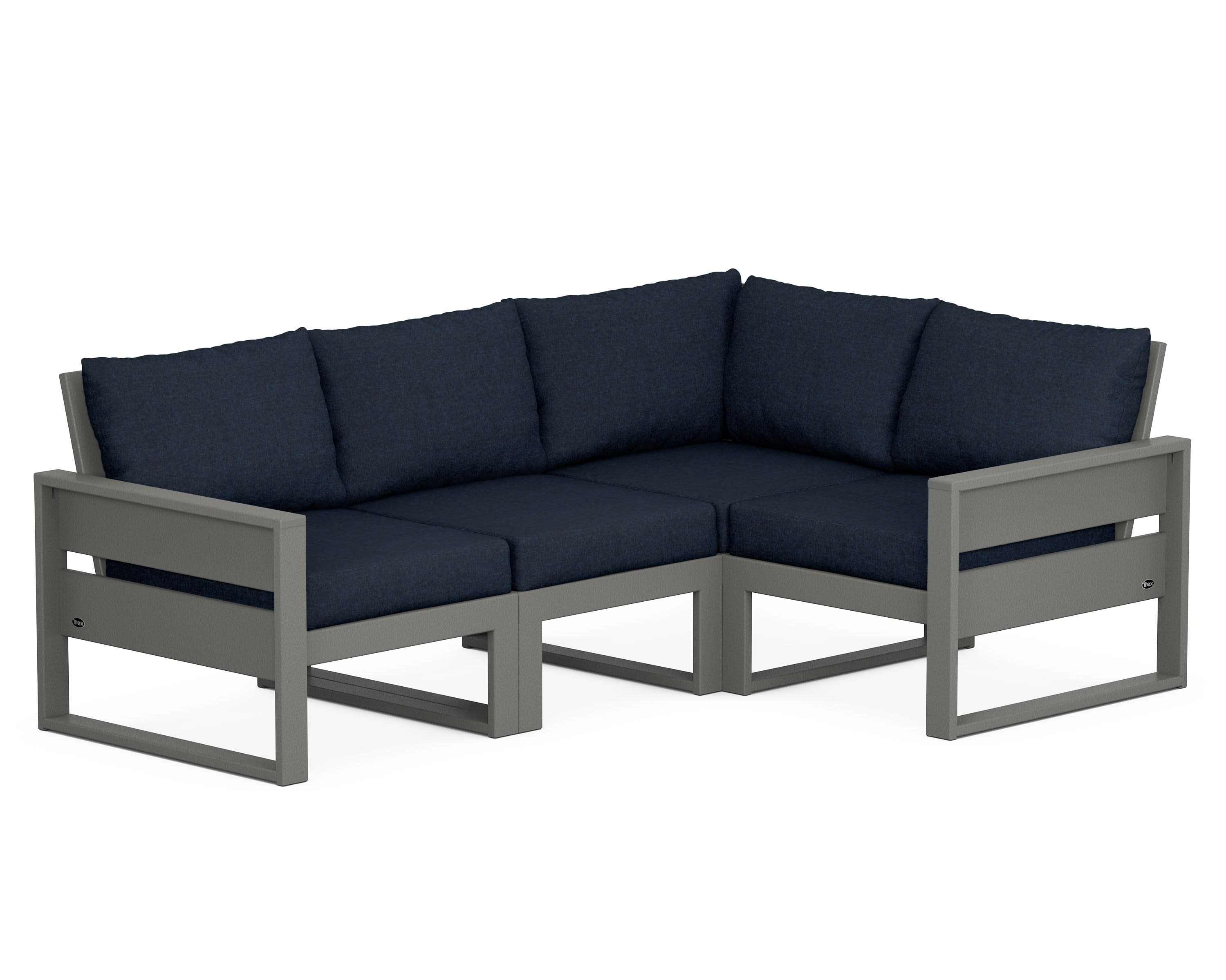 Eastport 4- Piece Sectional in Stepping Stone / Marine Indigo