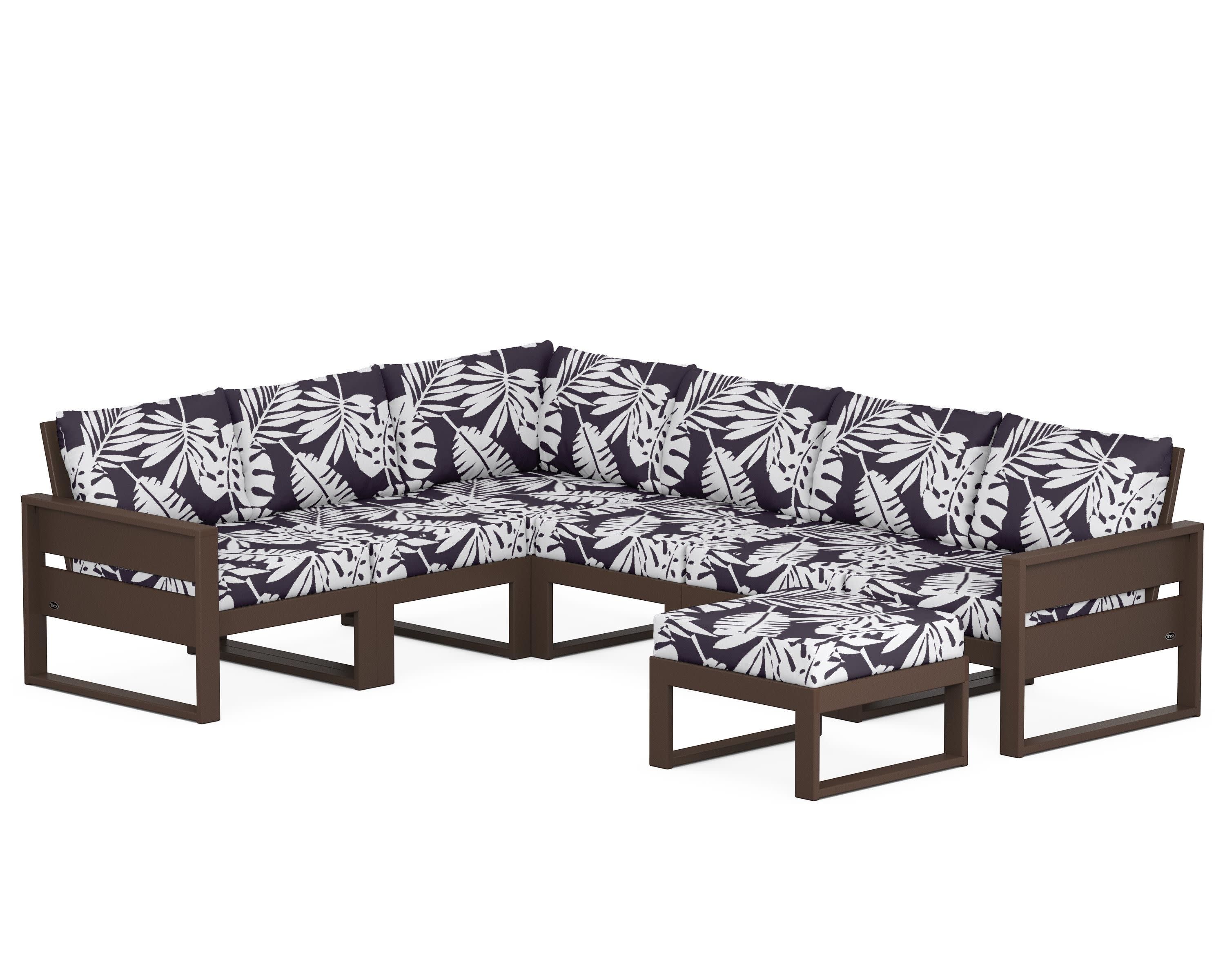 Eastport 6-Piece Sectional with Ottoman in Vintage Lantern / Leaf Navy