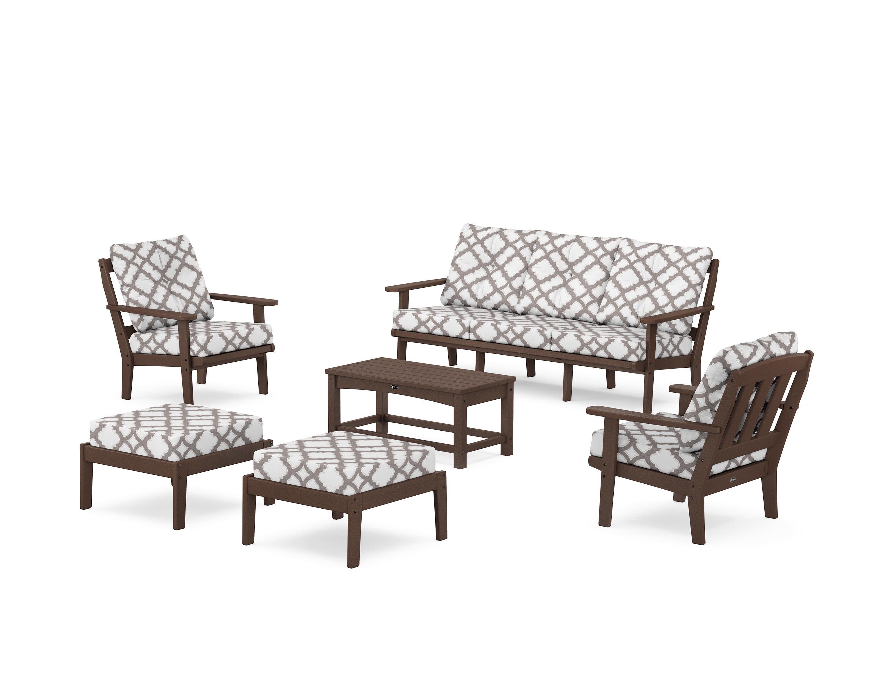 Cape Cod 6-Piece Lounge Sofa Set in Vintage Lantern / Trellis Grey Mist