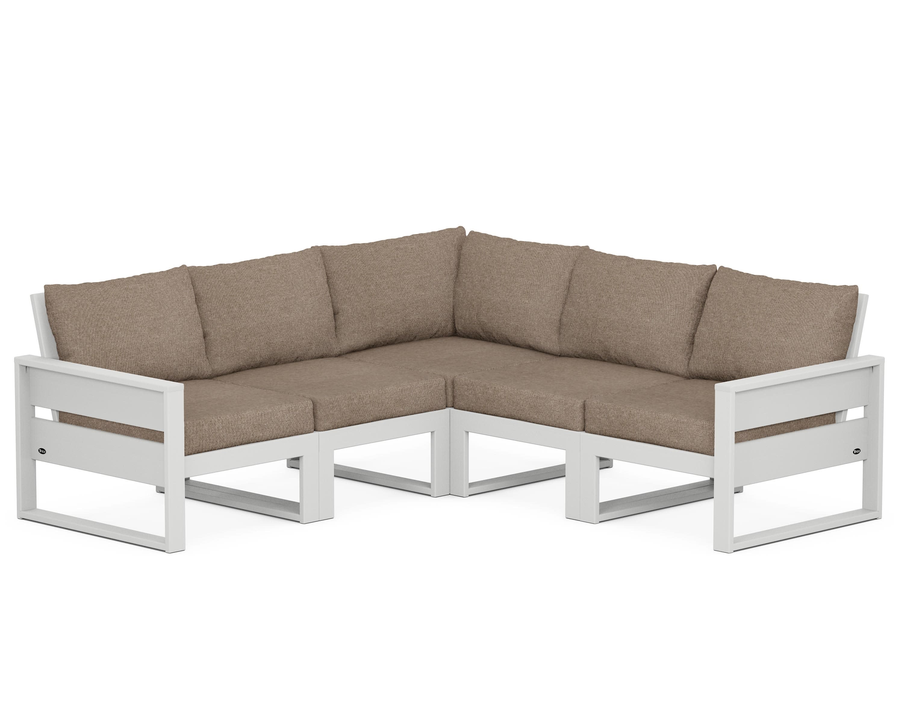 Eastport 5-Piece Sectional in Classic White / Spiced Burlap