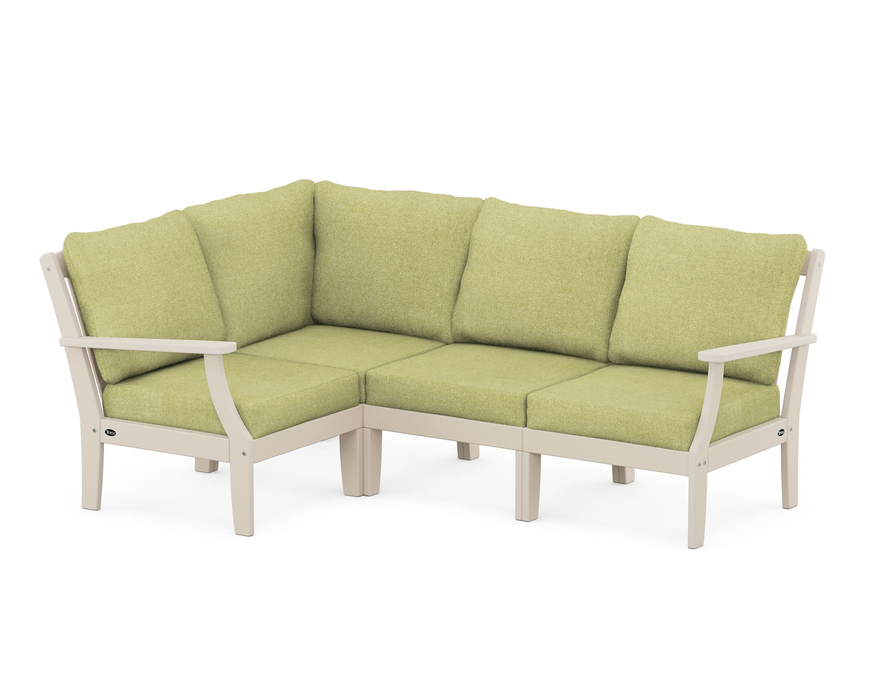 Yacht Club Modular 4-Piece Deep Seating Set in Sand Castle / Chartreuse Boucle