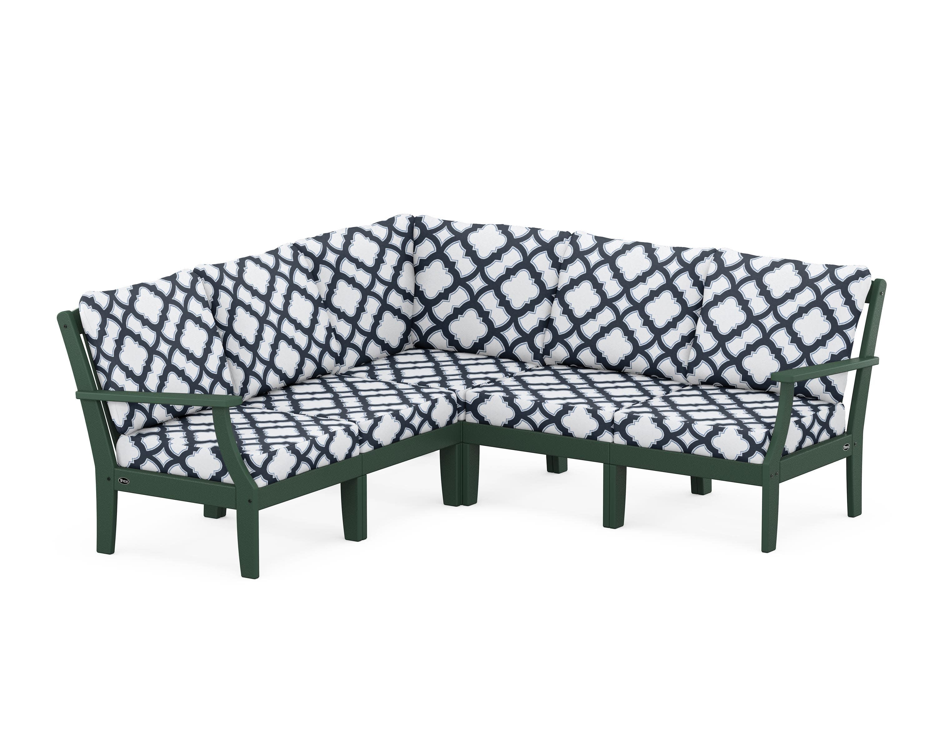 Yacht Club Modular 5-Piece Deep Seating Set in Rainforest Canopy / Trellis Marine Indigo