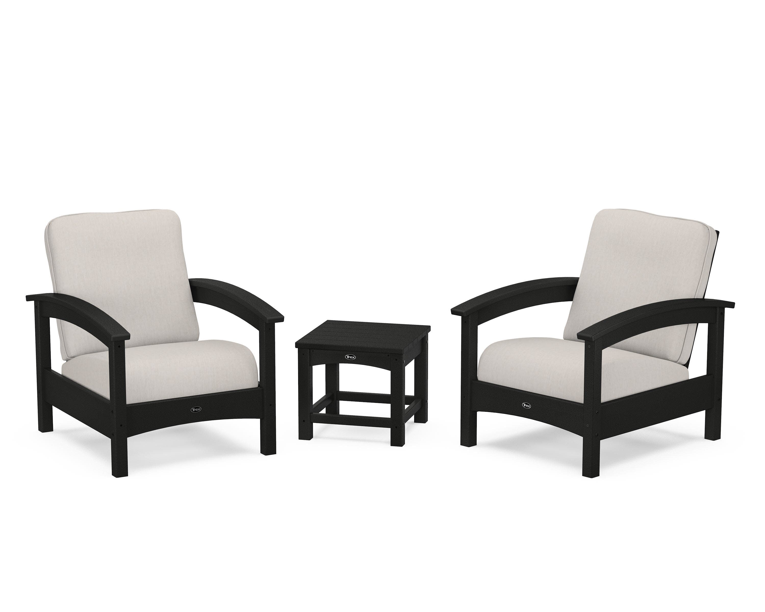 Rockport Club 3-Piece Deep Seating Conversation Set in Charcoal Black / Cast Ash