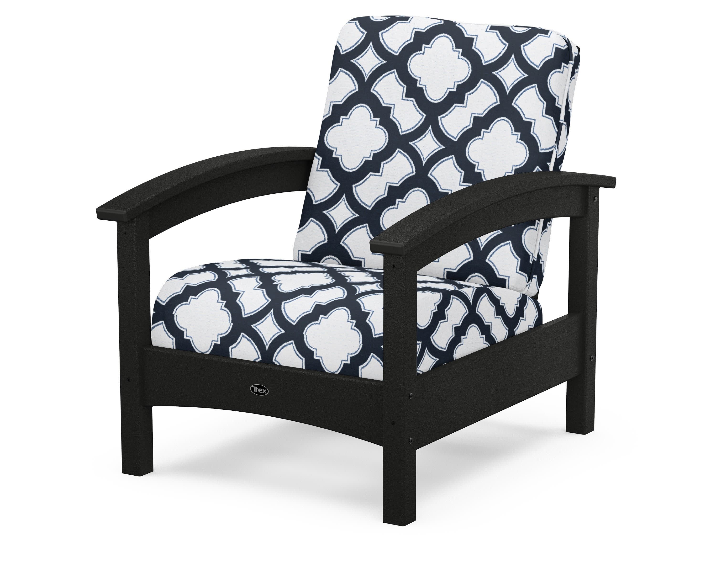 Rockport Club Chair in Charcoal Black / Trellis Marine Indigo