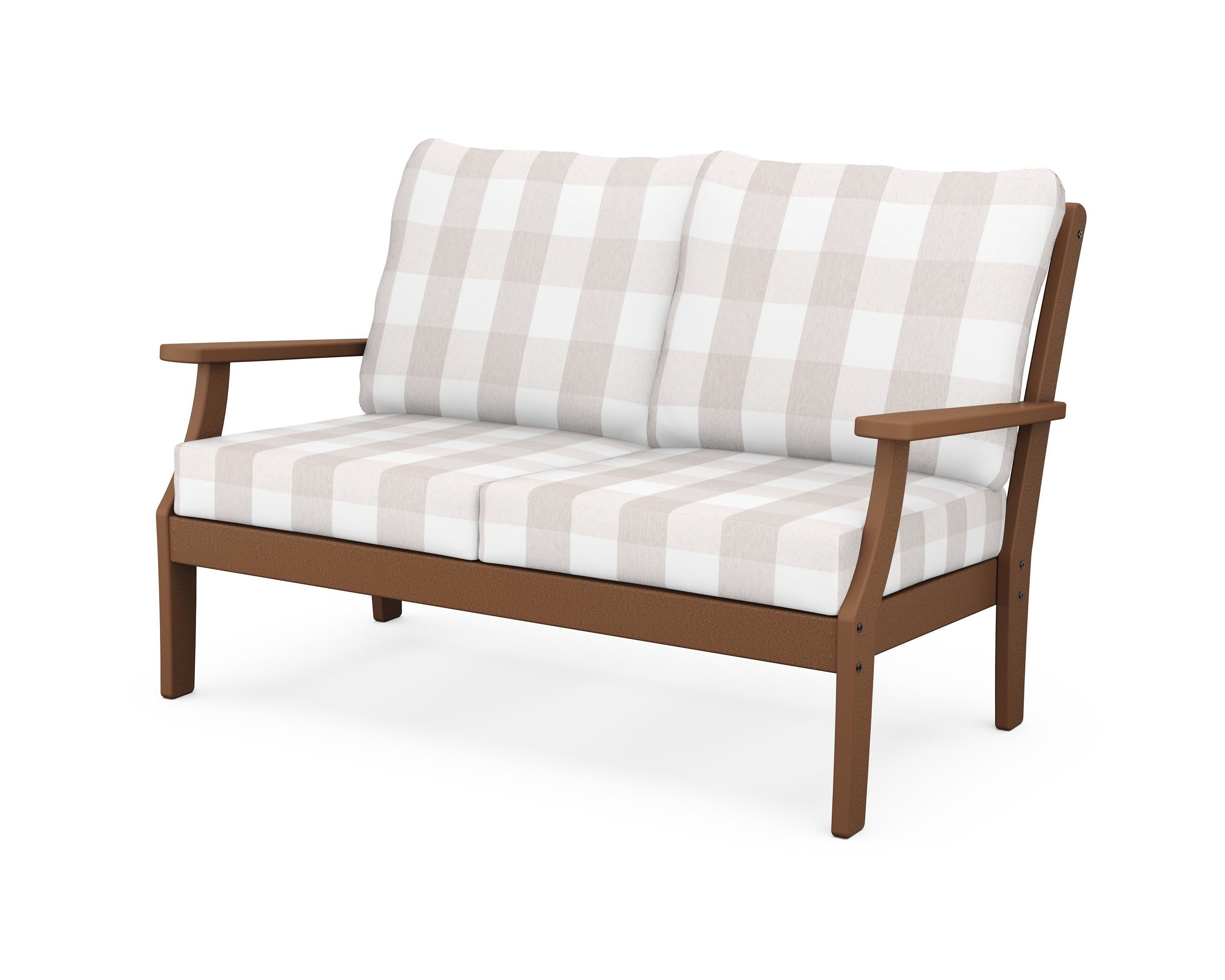 Yacht Club Deep Seating Loveseat in Tree House / Buffalo Plaid Dune Burlap