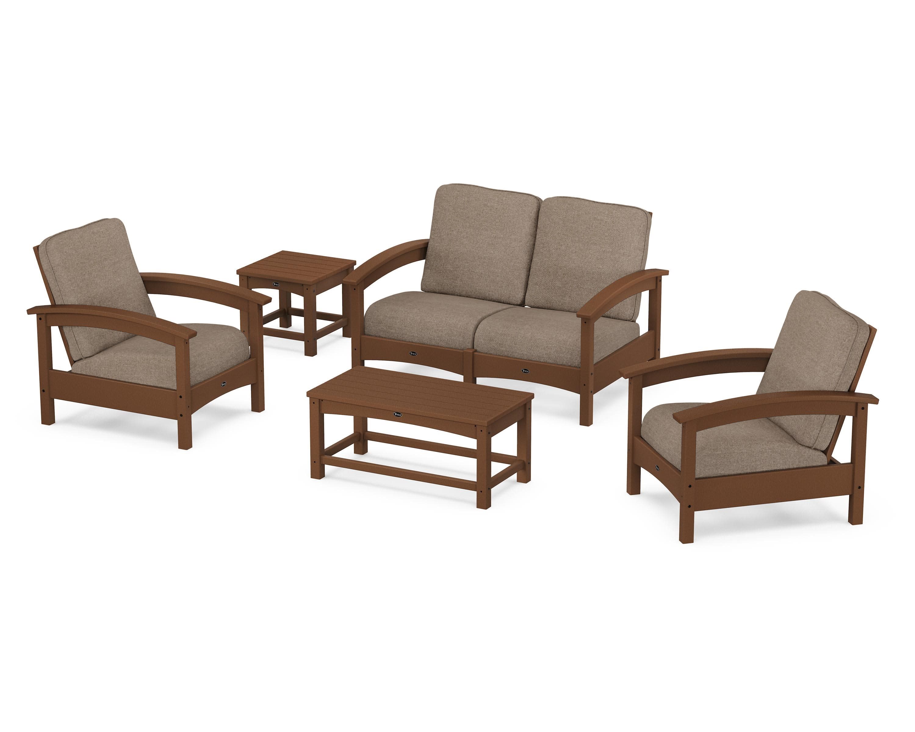 Rockport Club 6-Piece Deep Seating Conversation Set in Tree House / Spiced Burlap