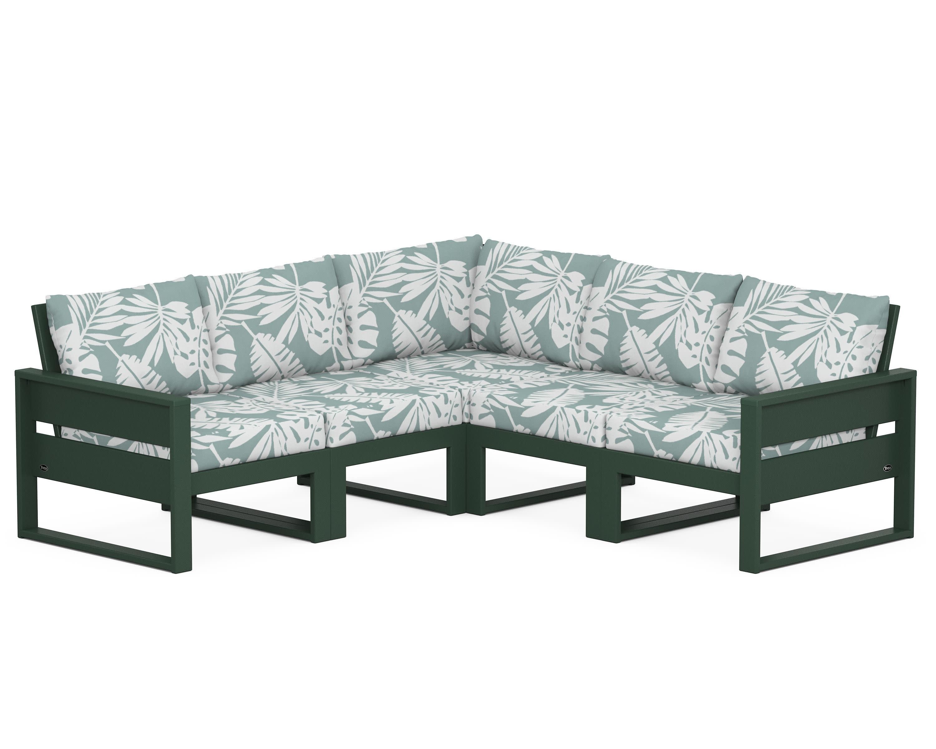 Eastport 5-Piece Sectional in Rainforest Canopy / Leaf Glacier Spa