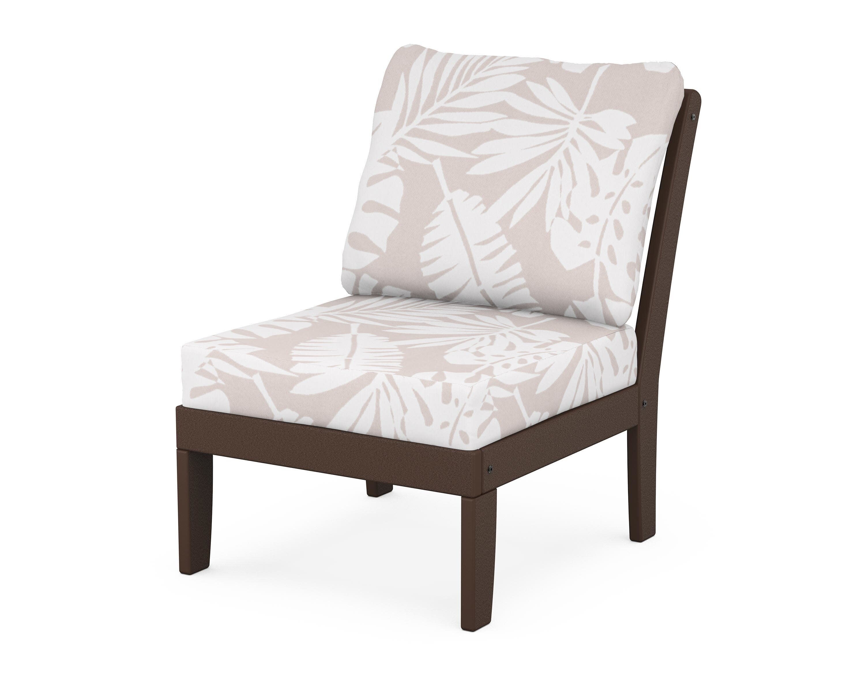 Yacht Club Modular Armless Chair in Vintage Lantern / Leaf Dune Burlap