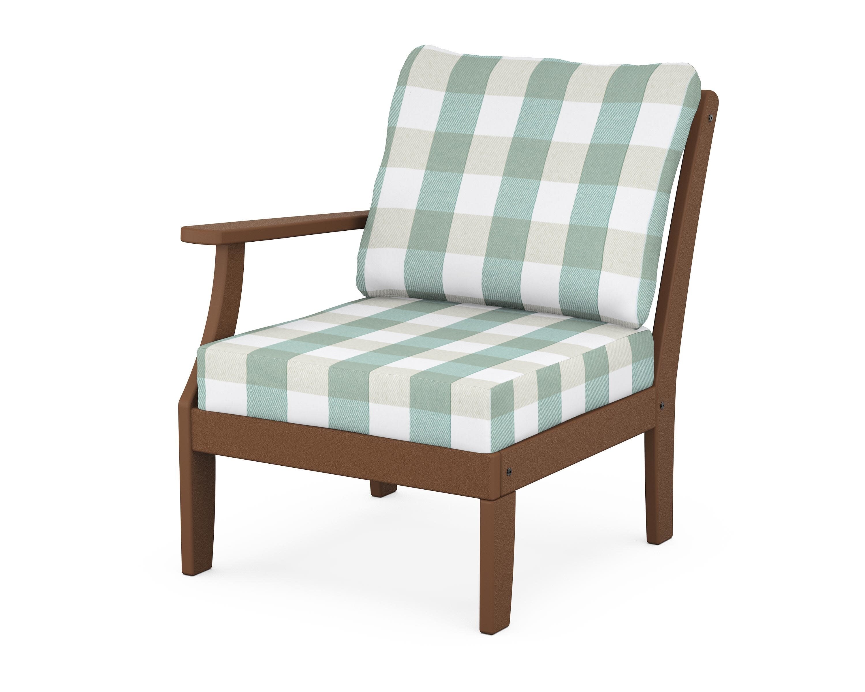 Yacht Club Modular Left Arm Chair in Tree House / Buffalo Plaid Glacier Spa