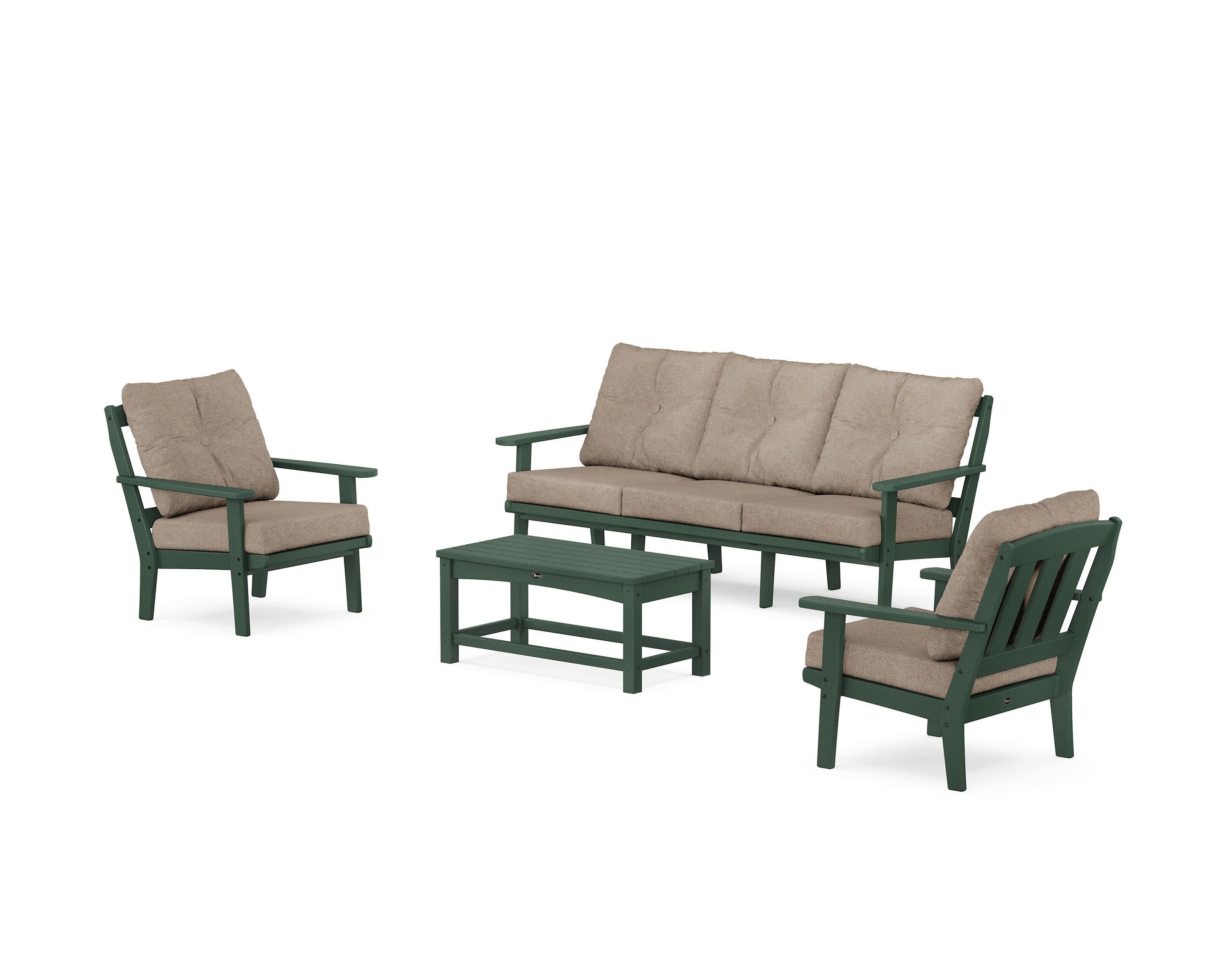Cape Cod 4-Piece Deep Seating Set with Sofa in Rainforest Canopy / Spiced Burlap