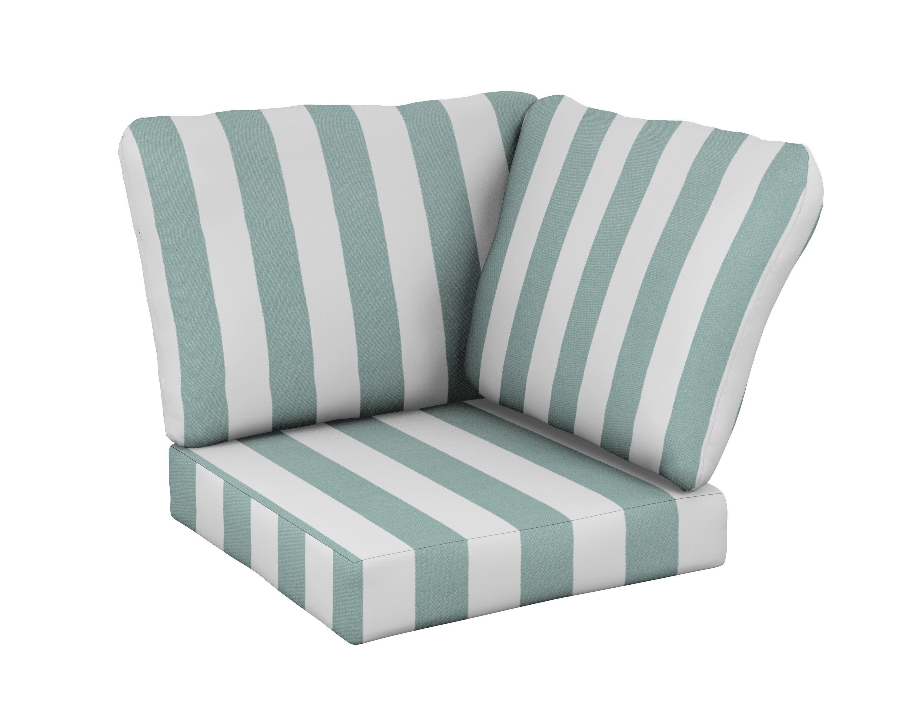 Baffle Modular Corner Cushion in Cabana Stripe Glacier Spa