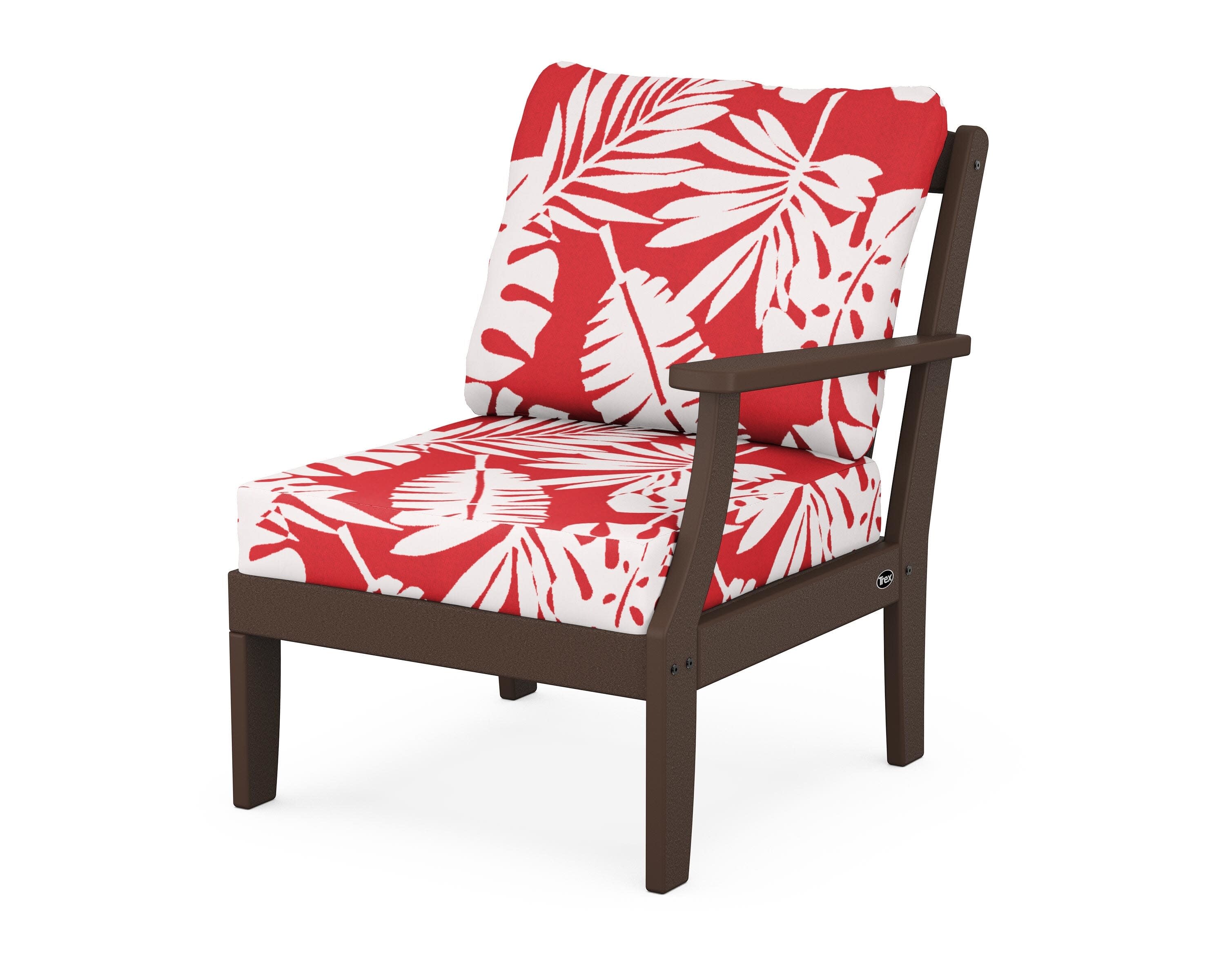 Yacht Club Modular Right Arm Chair in Vintage Lantern / Leaf Crimson
