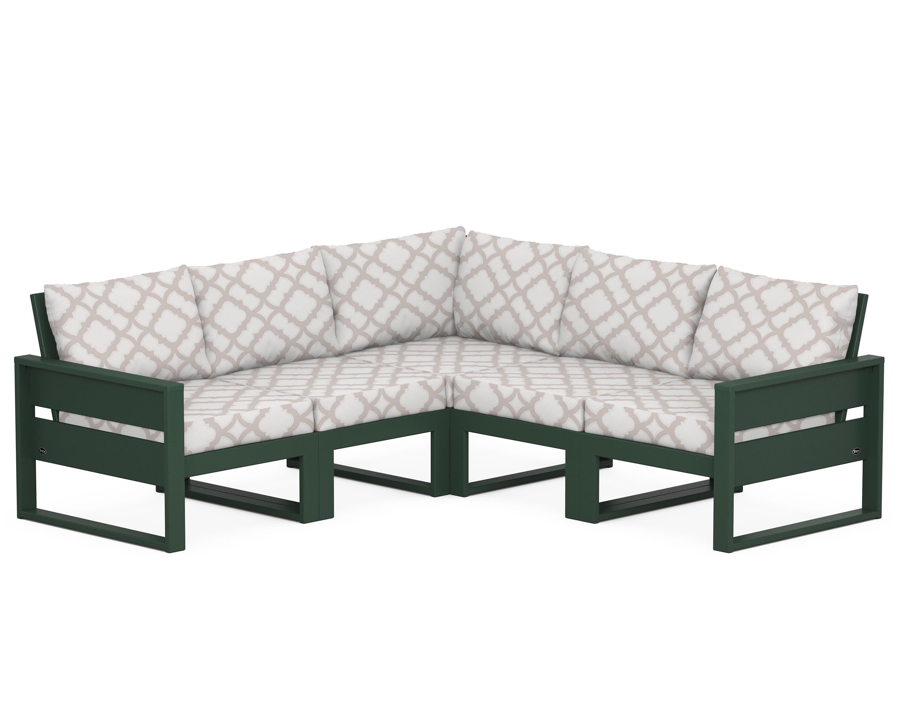 Eastport 5-Piece Sectional in Rainforest Canopy / Trellis Dune Burlap