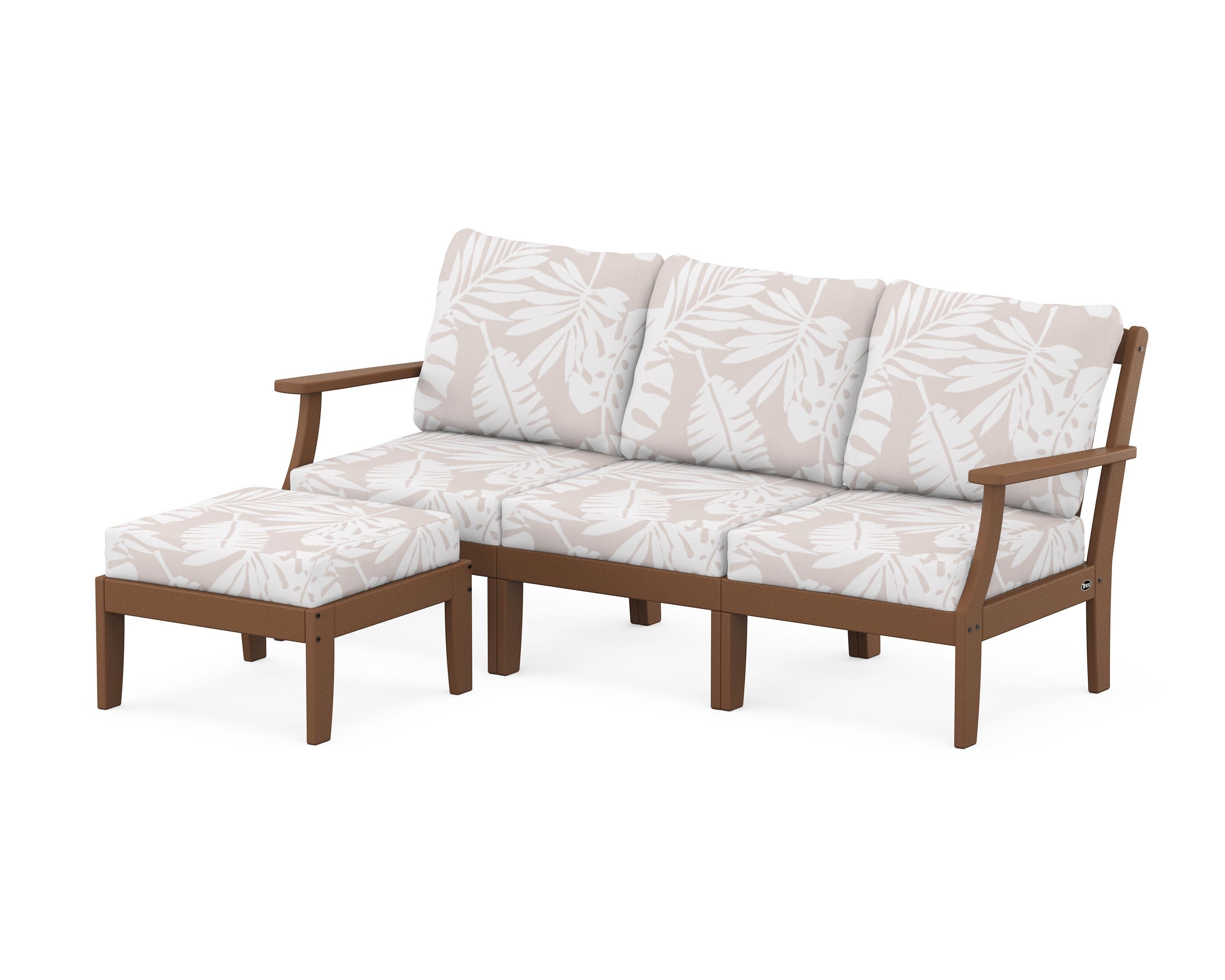 Yacht Club Modular 4-Piece Deep Seating Set with Ottoman in Tree House / Leaf Dune Burlap