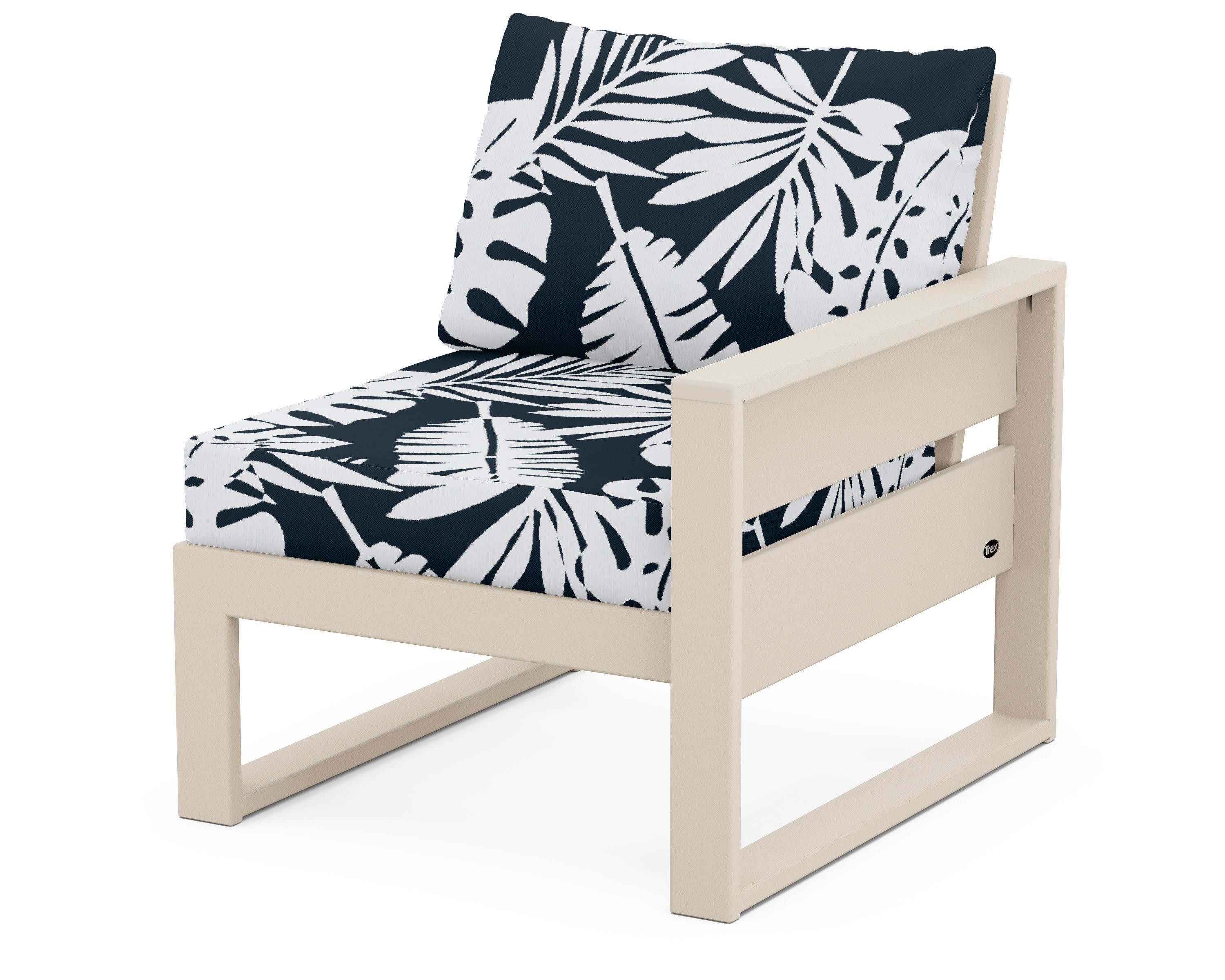 Eastport Modular Right Arm Chair in Sand Castle / Leaf Marine Indigo
