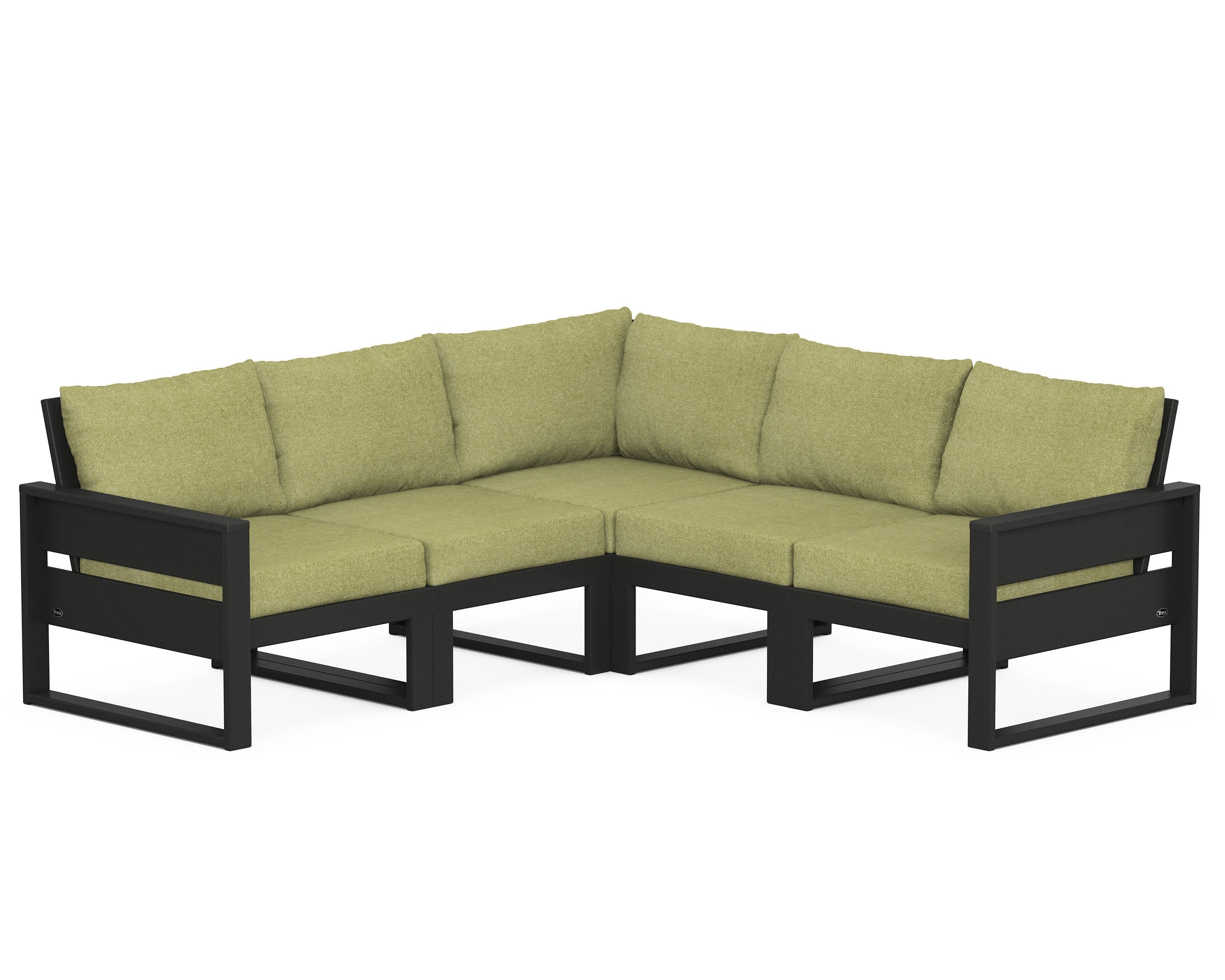 Eastport 5-Piece Sectional in Charcoal Black / Chartreuse Boucle