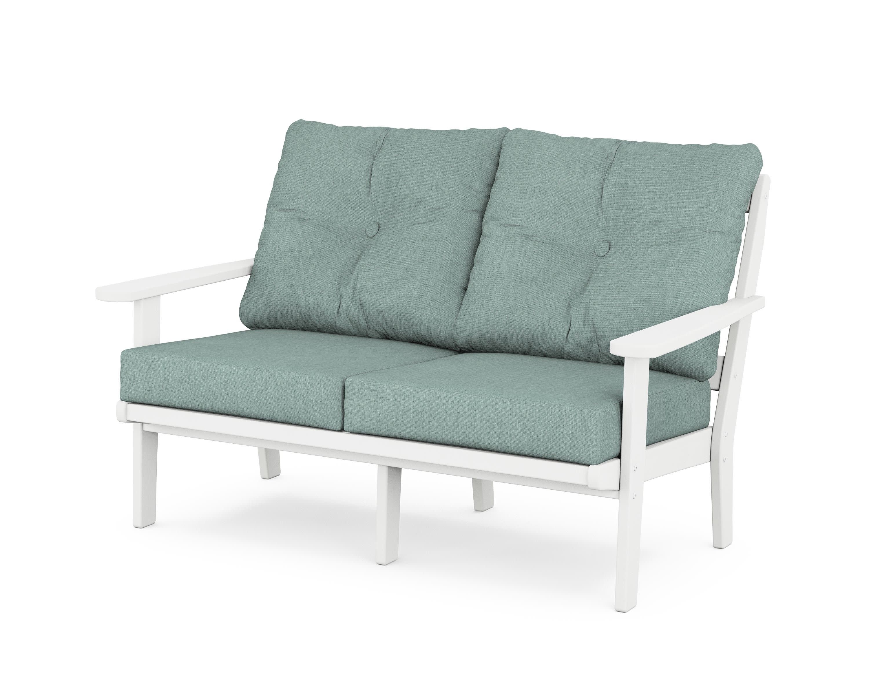 Cape Cod Deep Seating Loveseat in Classic White / Glacier Spa