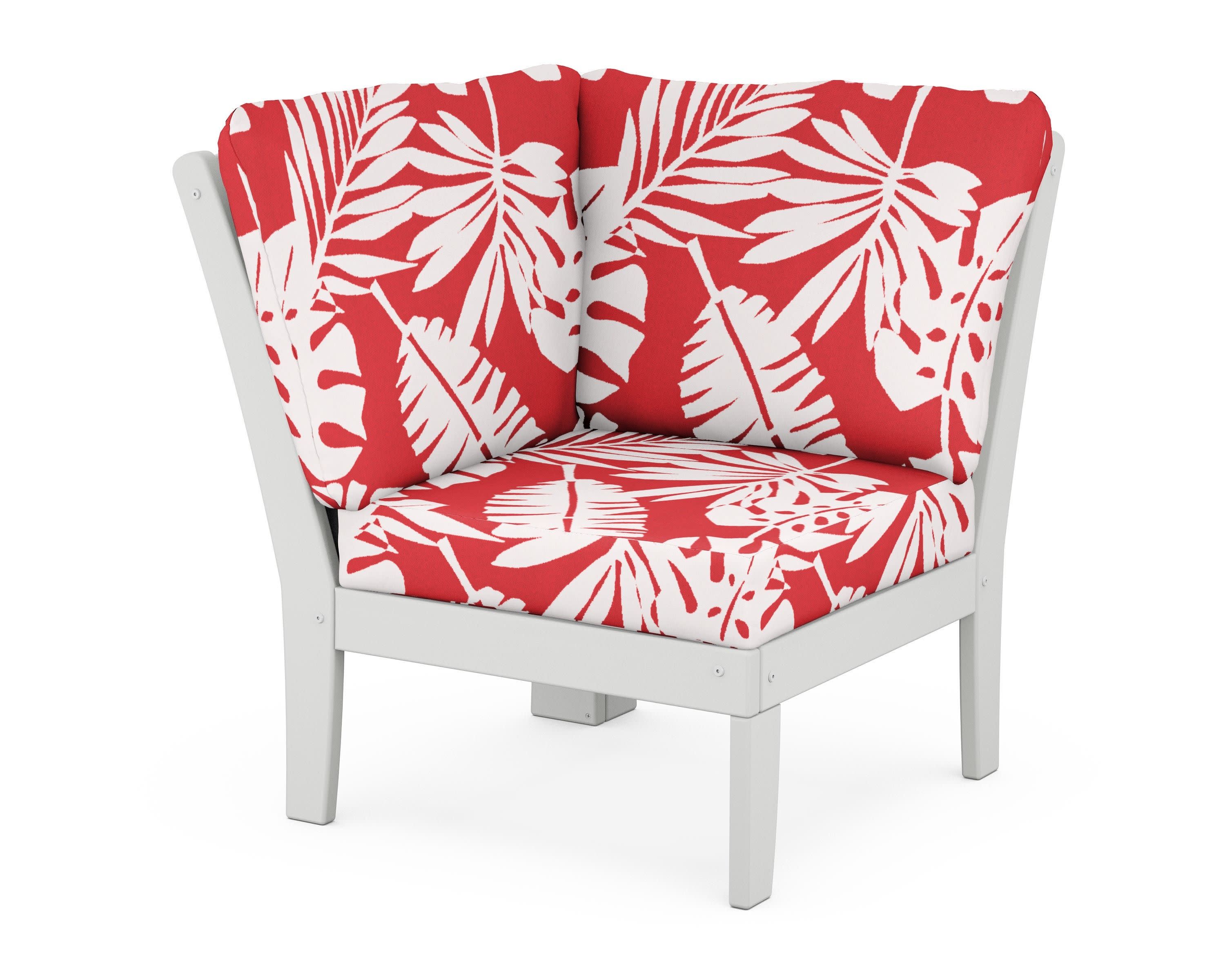 Yacht Club Modular Corner Chair in Classic White / Leaf Crimson