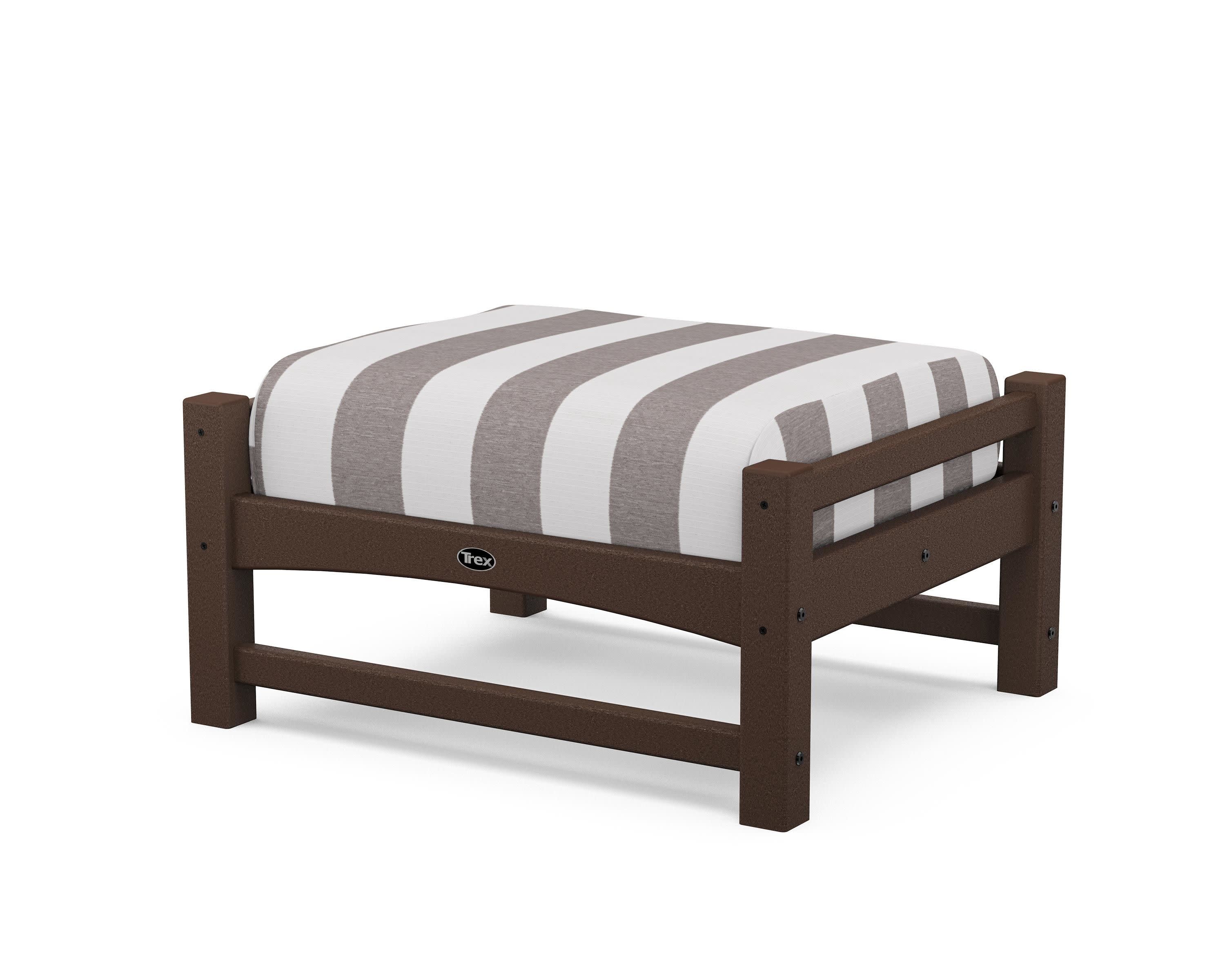 Rockport Club Ottoman in Vintage Lantern / Cabana Stripe Grey Mist