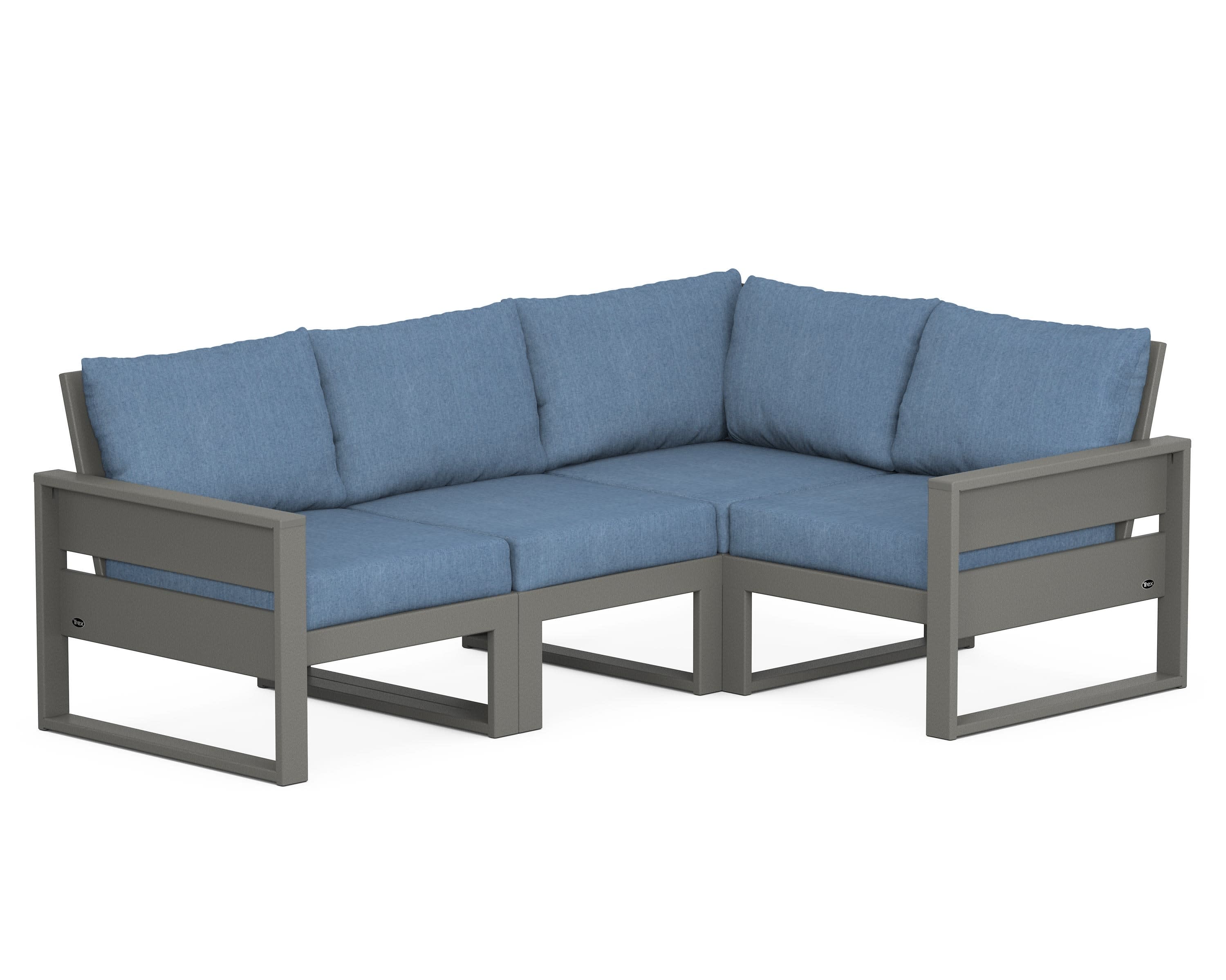 Eastport 4- Piece Sectional in Stepping Stone / Sky Blue