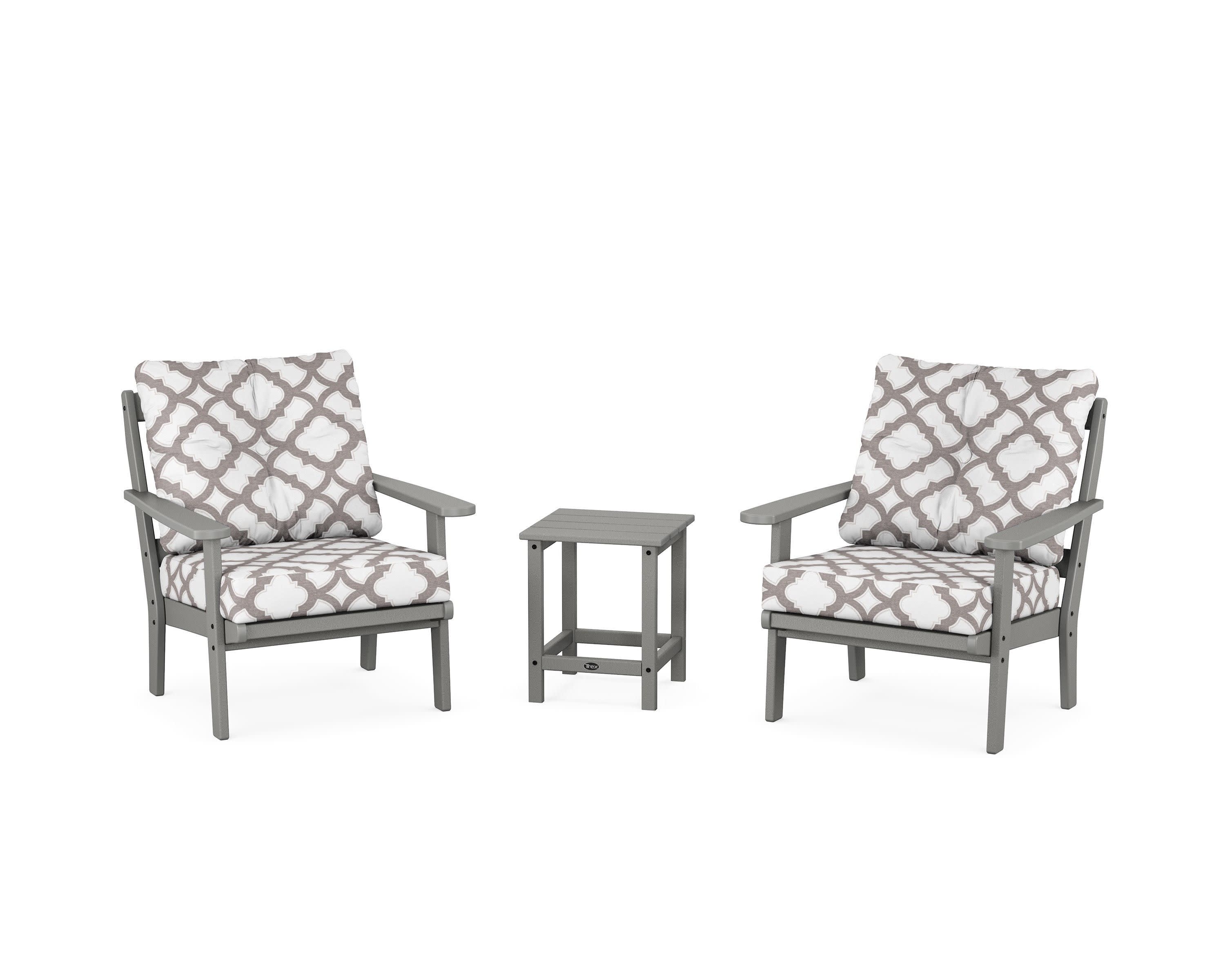 Cape Cod 3-Piece Deep Seating Set in Stepping Stone / Trellis Grey Mist