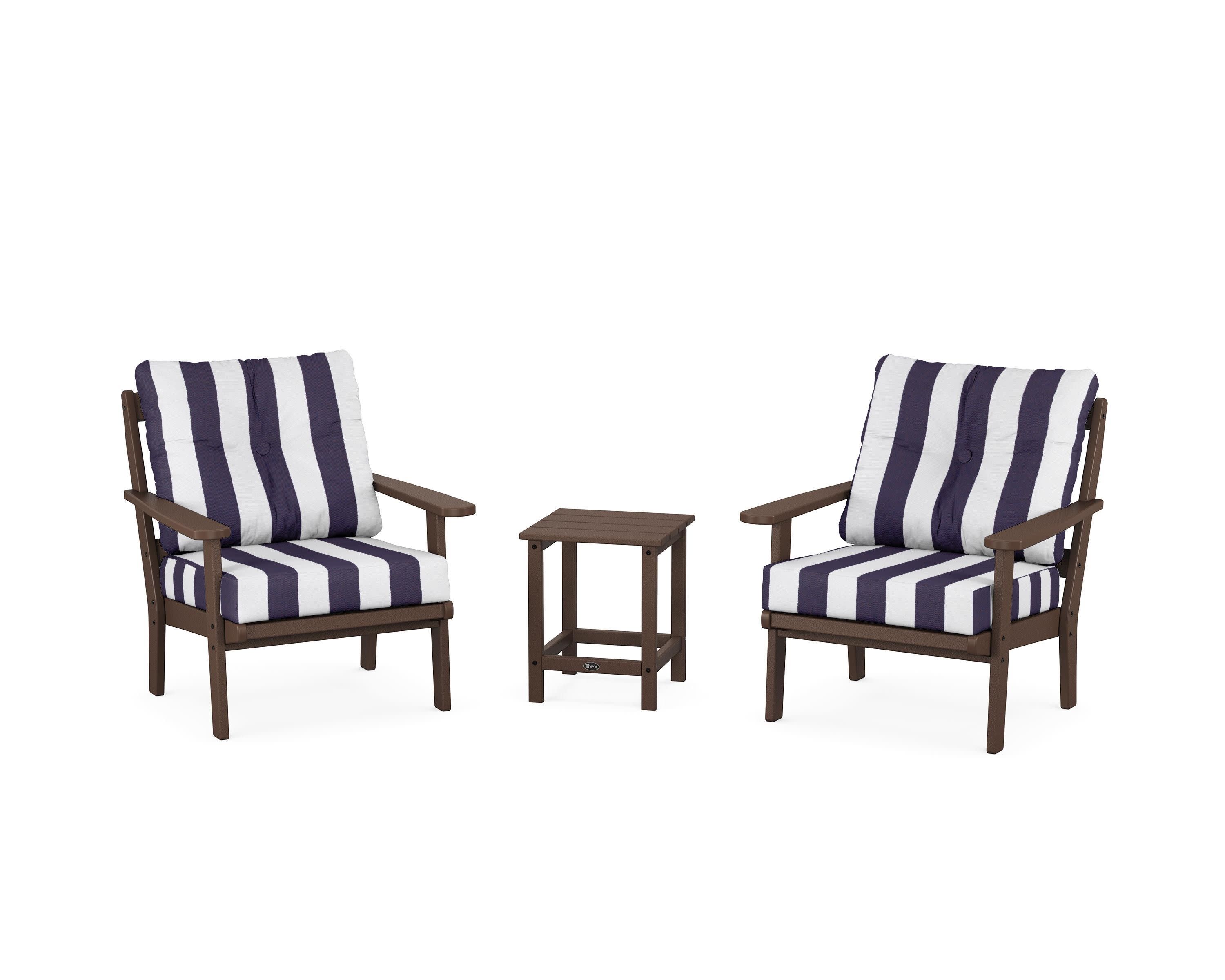 Cape Cod 3-Piece Deep Seating Set in Vintage Lantern / Cabana Stripe Navy